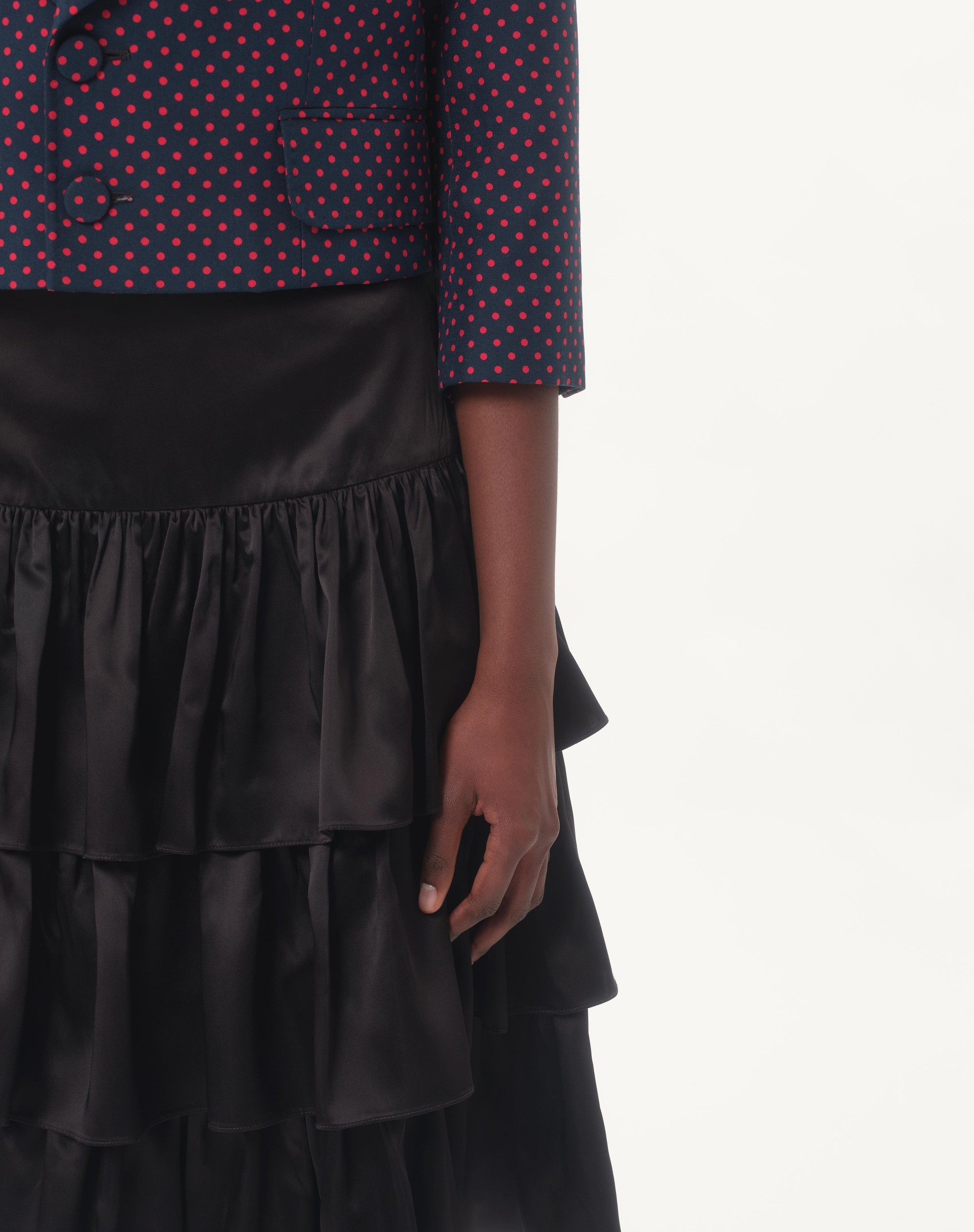 SATIN RUFFLE SKIRT— - 3