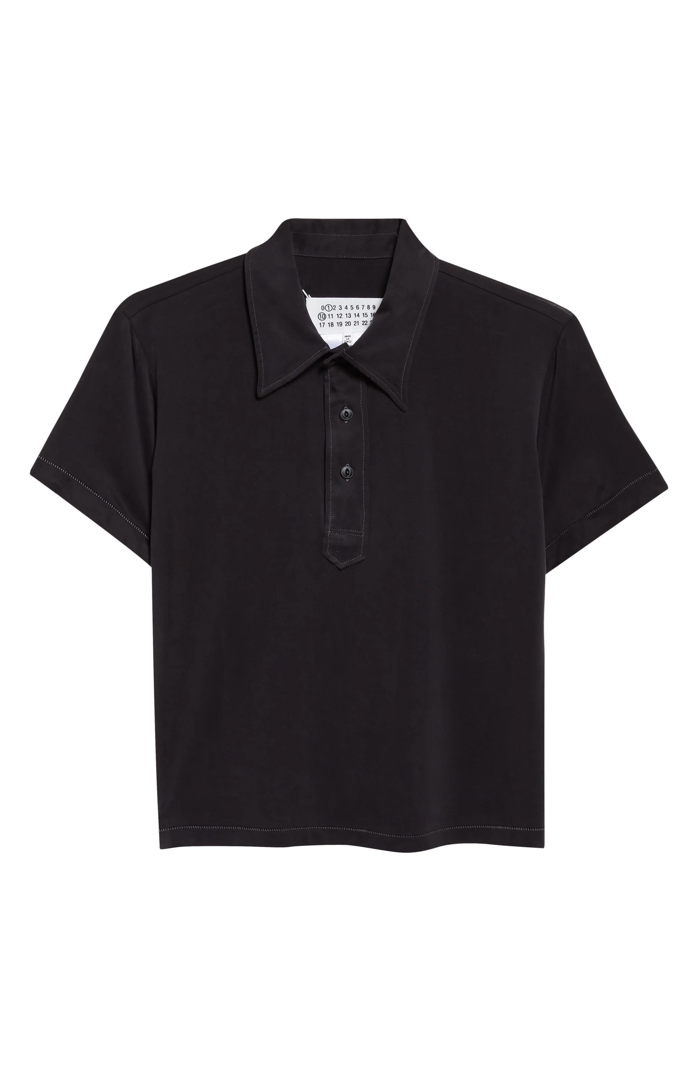 Maison Margiela Contrast Stitch Polo in Black at Nordstrom - 1