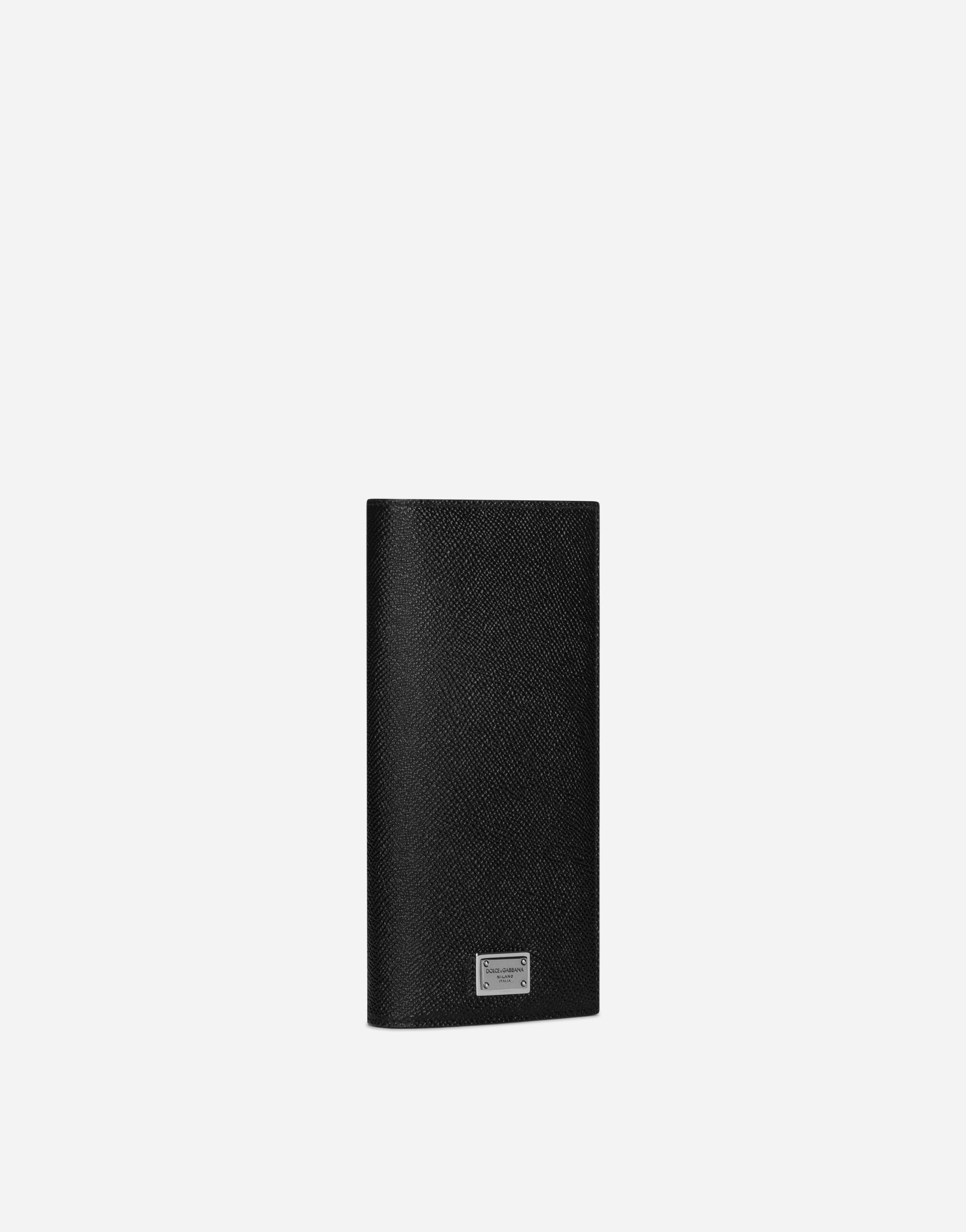 Calfskin vertical wallet with logo tag - 2