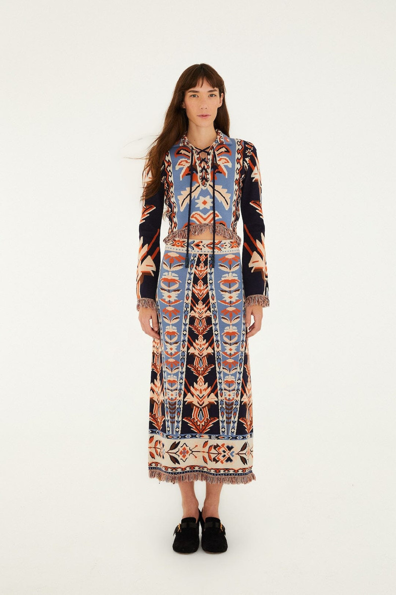 Multicolor Tapestry Fringes Knit Top 4