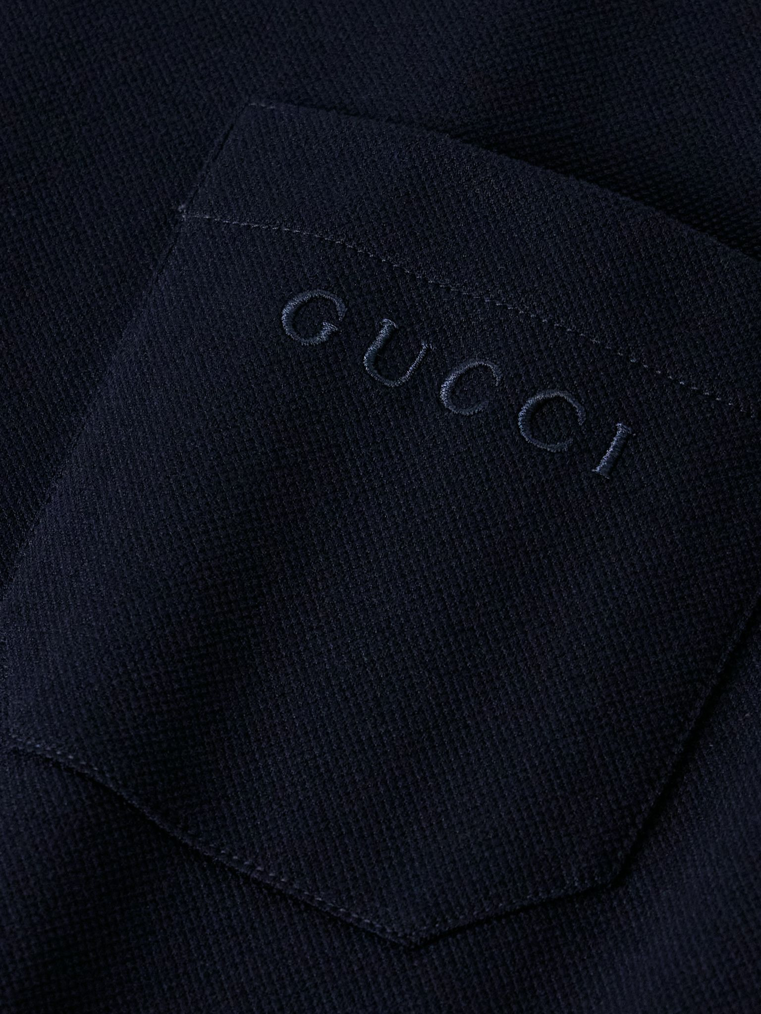 Logo-Embroidered Cotton-Piqué Polo Shirt Blue - 4