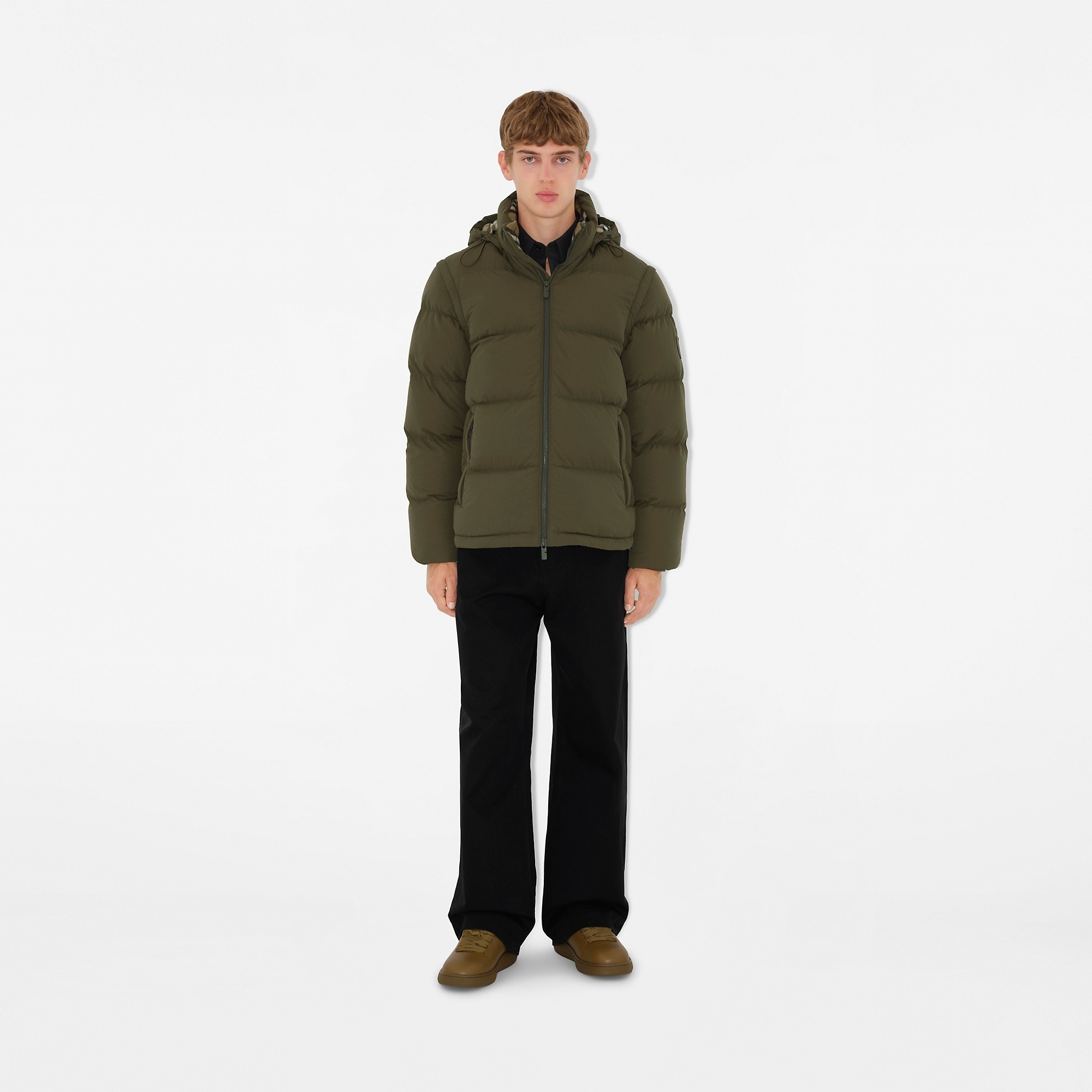 Detachable Sleeve Nylon Puffer Jacket - 2