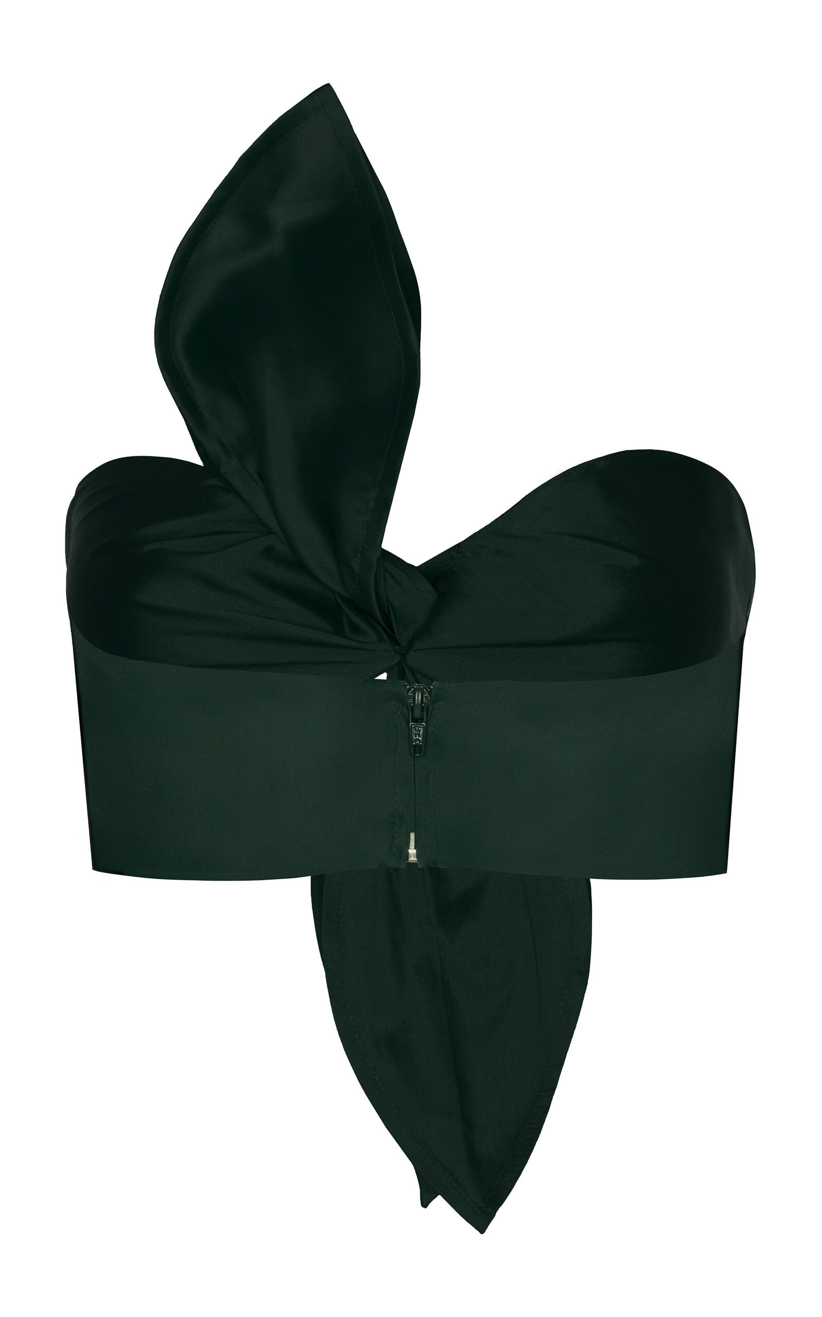 Suspiro Tie-Detailed Silk Organza Crop Top dark green - 3