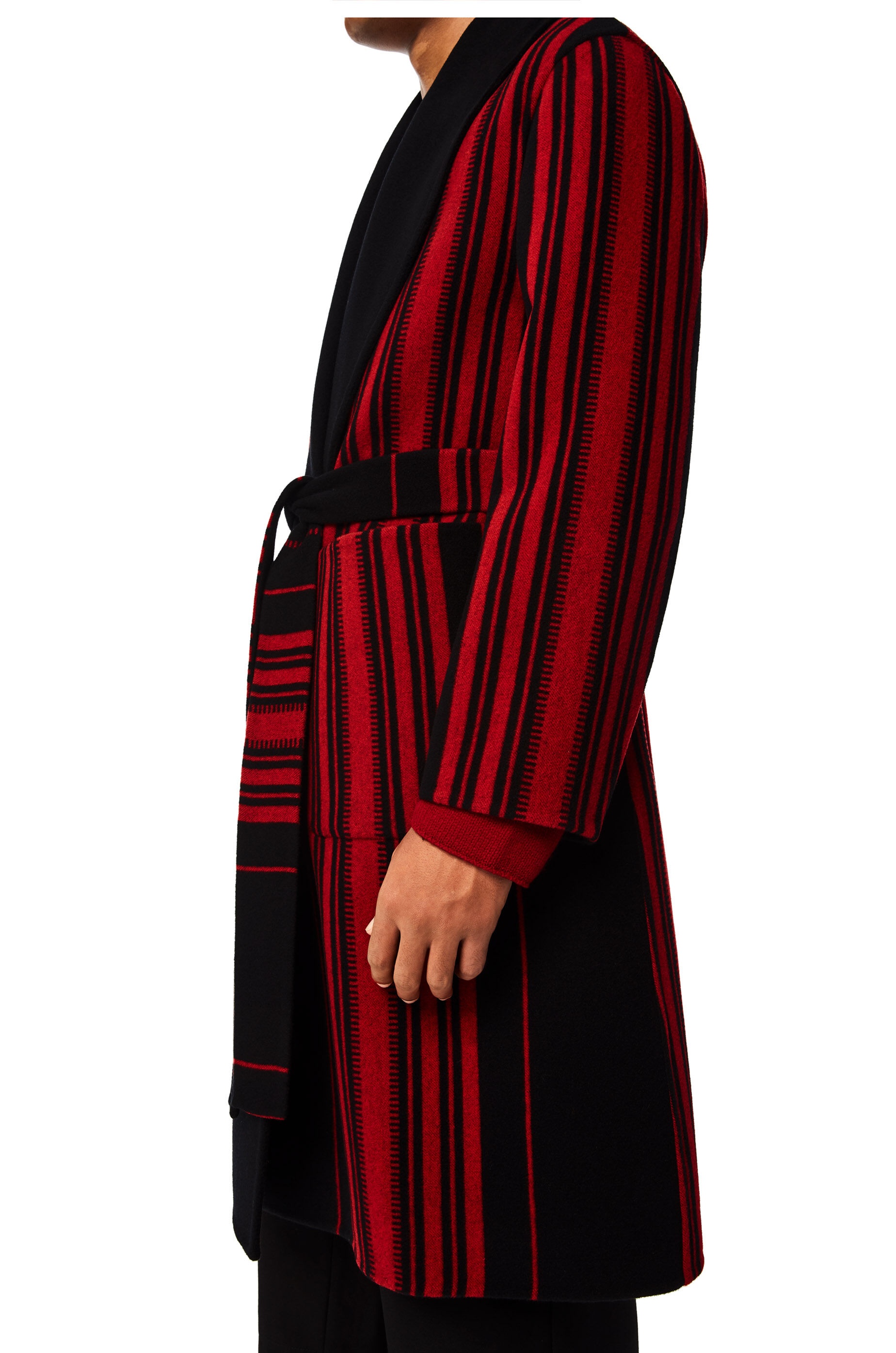 Stripe belted coat in wool and cashmere - 5