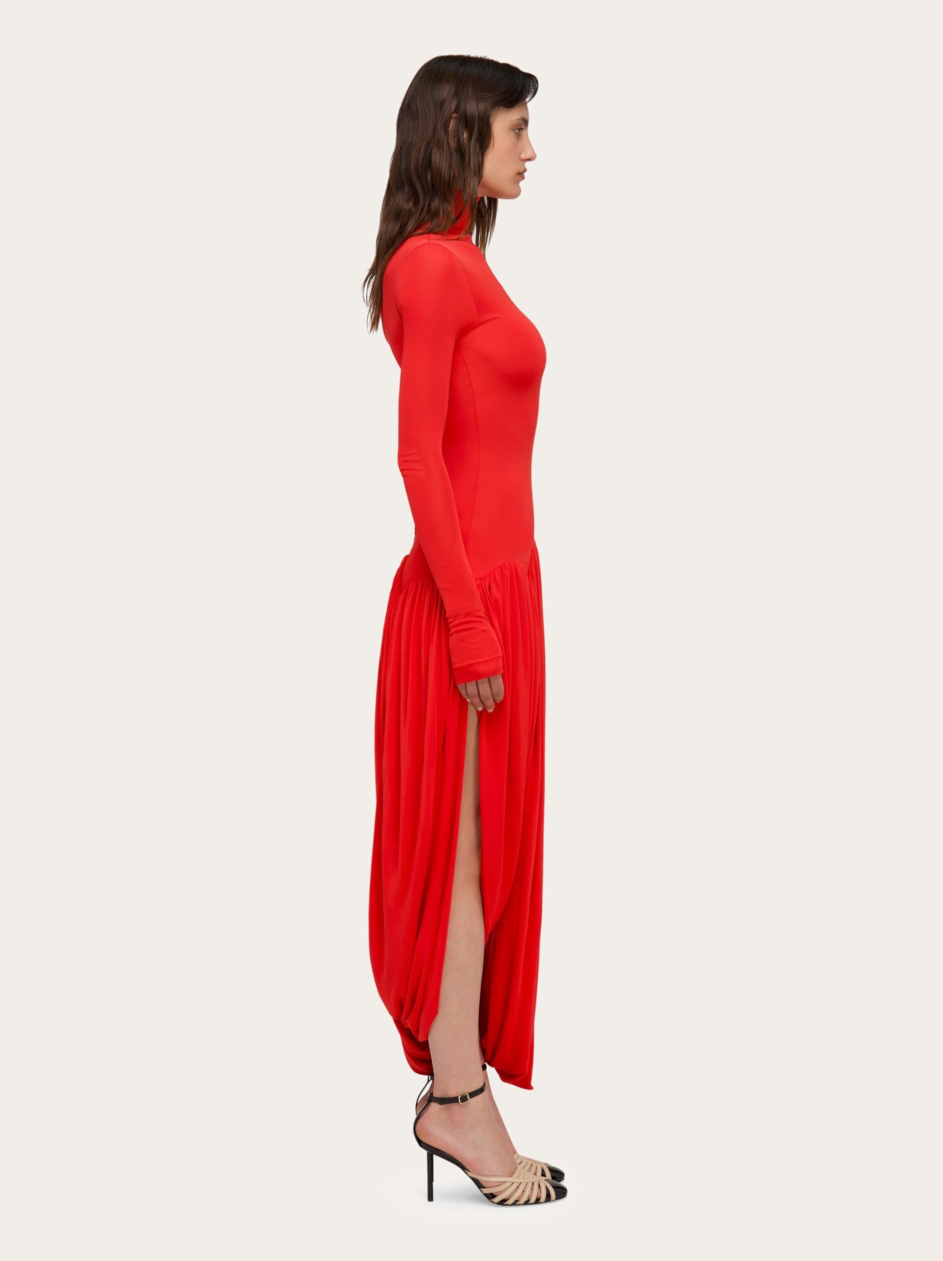 FERRAGAMO Turtleneck dress with tulip skirt | REVERSIBLE