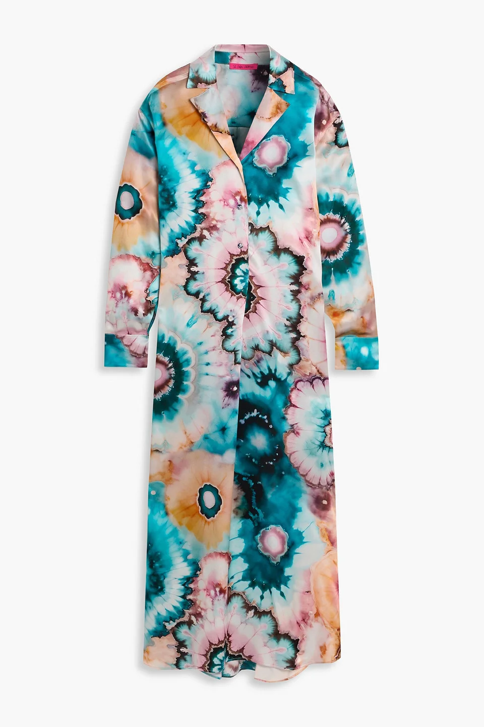 Printed silk-satin maxi shirt dress - 1
