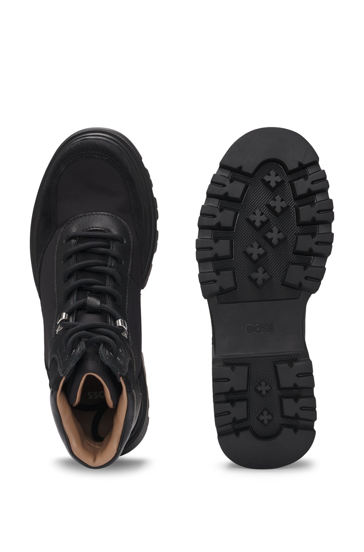 LEATHER LACE-UP BOOTS WITH CONTRASTING TRIMS - 5