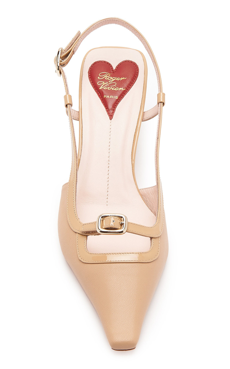 Roger Vivier Mini Buckle Slingback Leather Pumps tan outlook