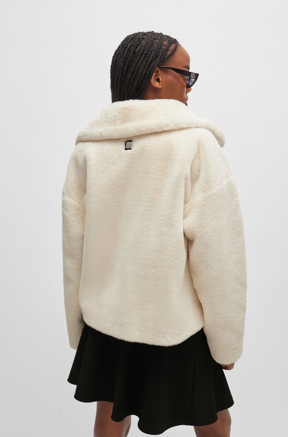 RELAXED-FIT JACKET IN FAUX FUR WITH STACKED LOGO - 4
