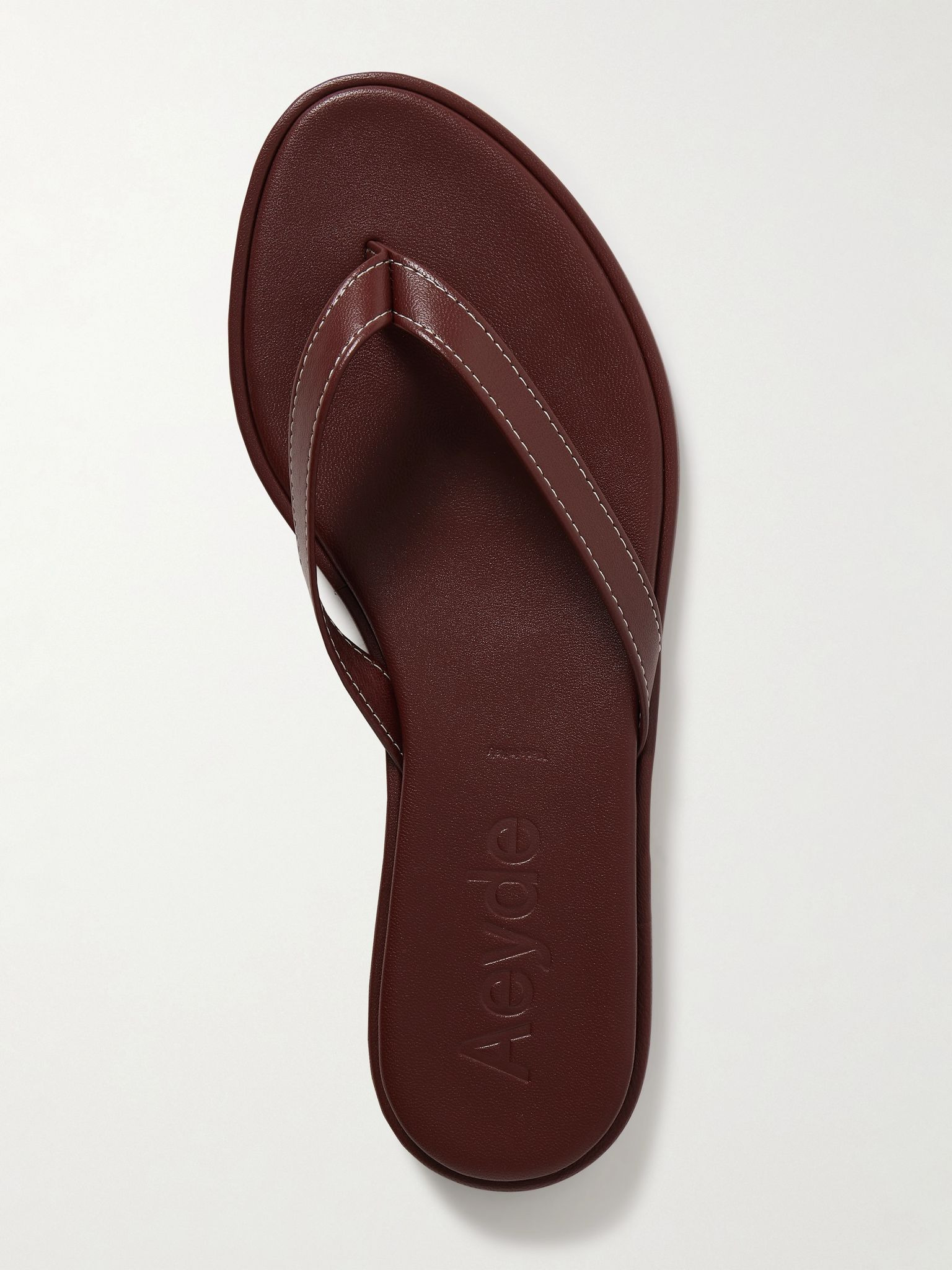 Melody leather flip flops Burgundy - 5