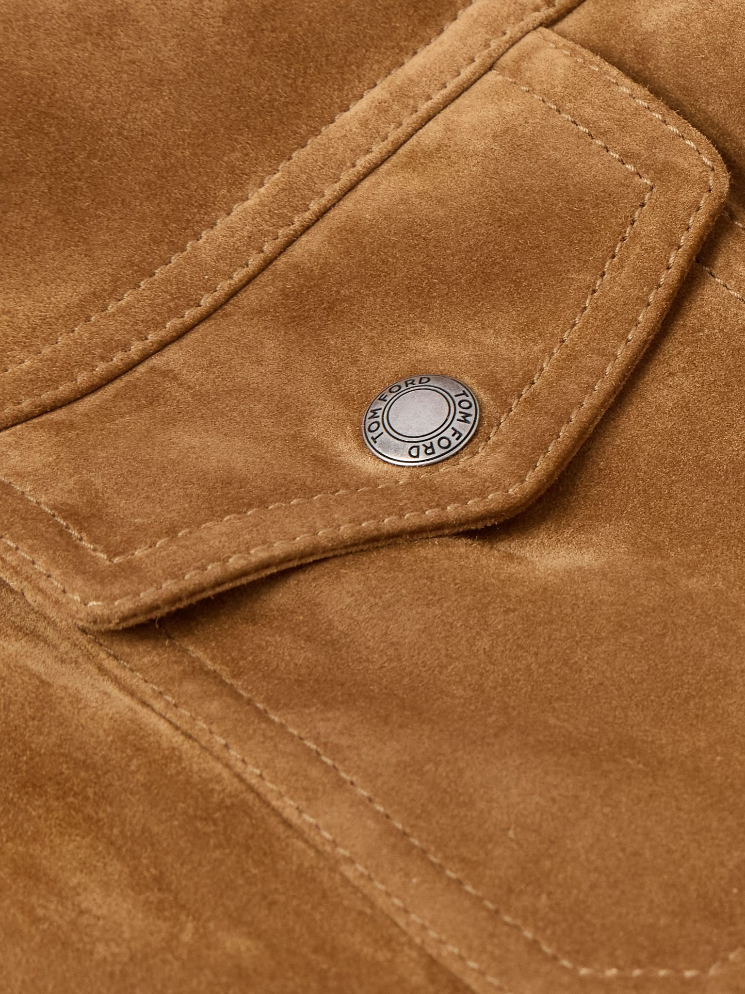Slim-Fit Suede Jacket Tan - 6