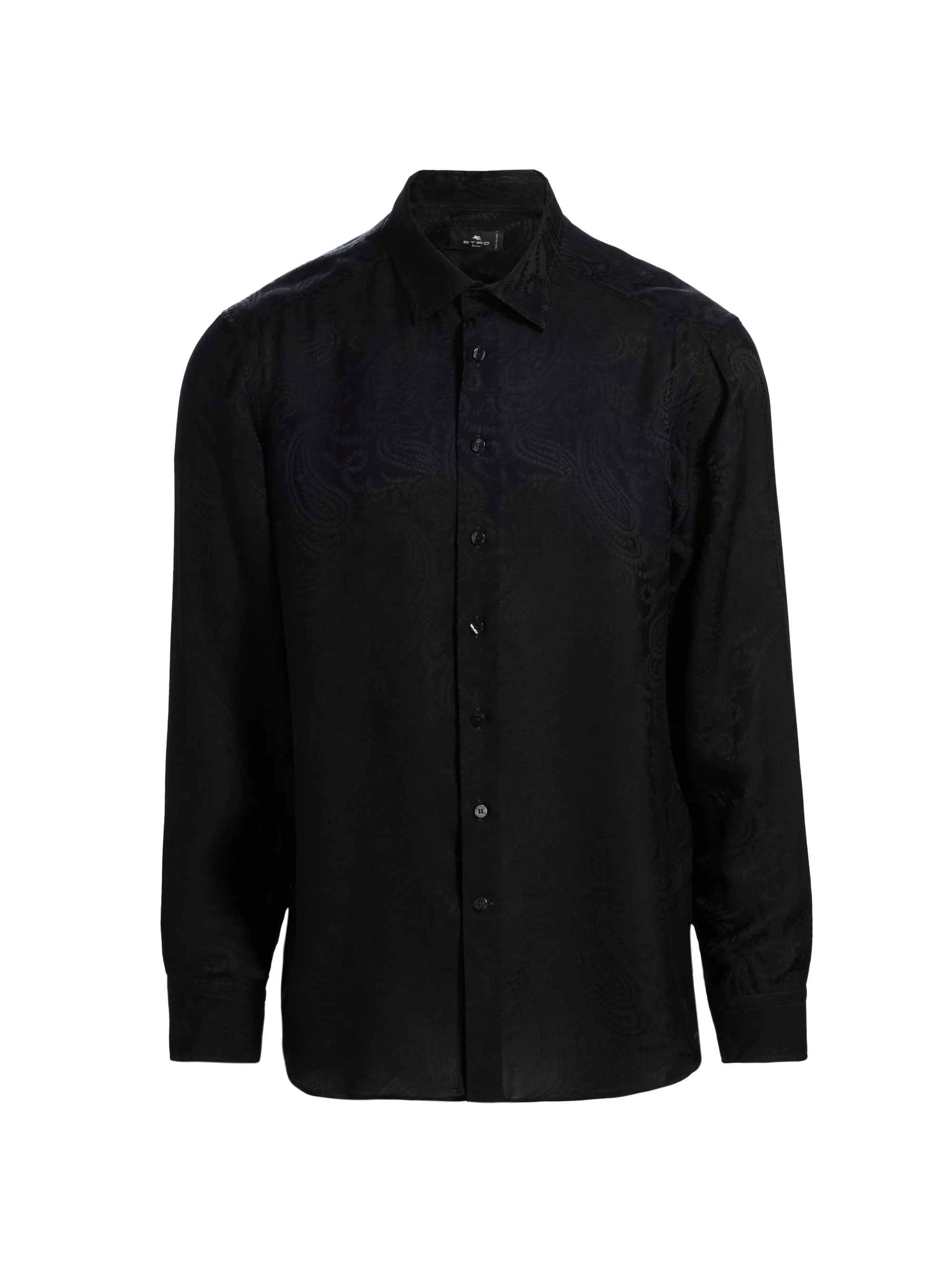 Men's Tonal Paisley Roma Button-Front Shirt - Black - 1