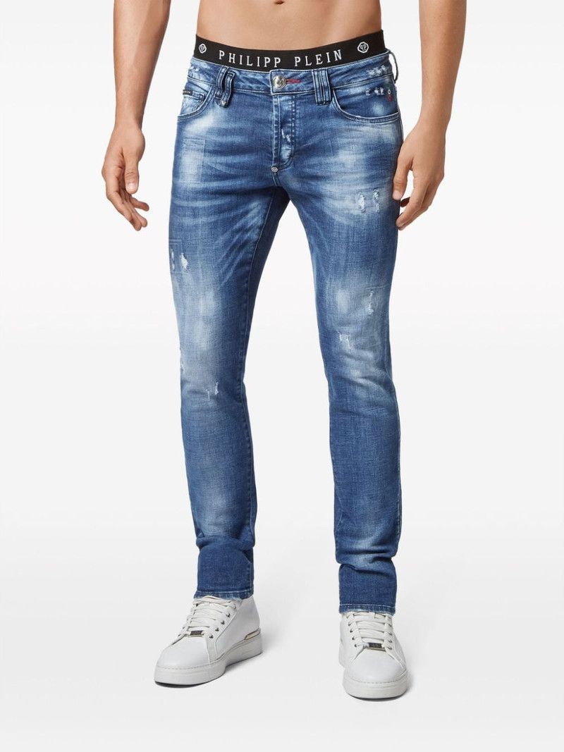 PHILIPP PLEIN distressed straight-leg jeans outlook