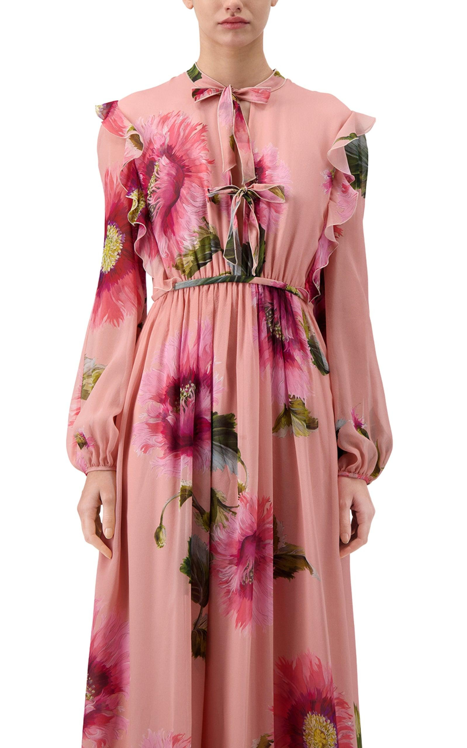 Botanic Blow Up-print Silk Georgette Gown - 6