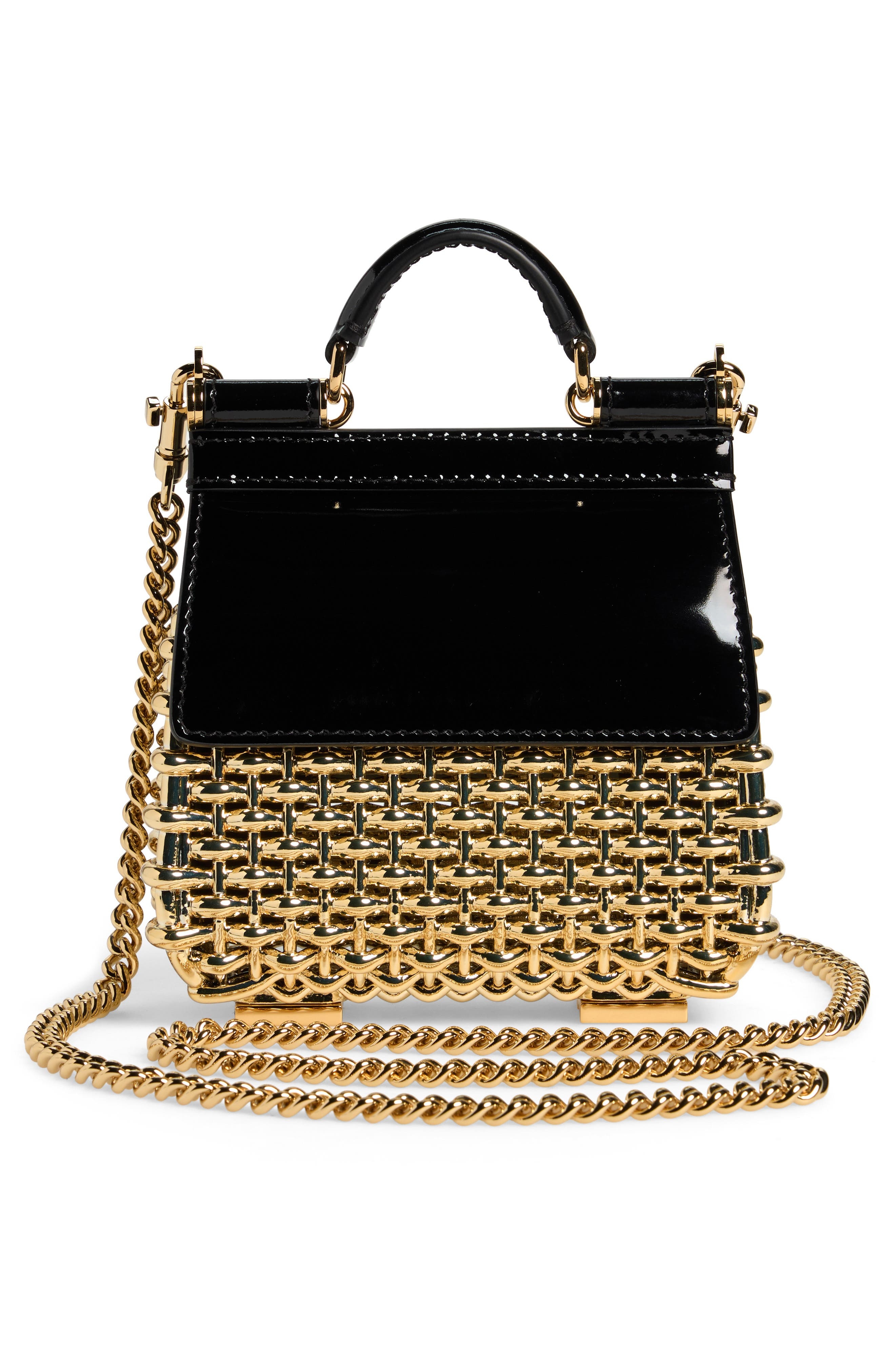 Dolce&Gabbana Mini Sicily Box Cage Shoulder Bag in 87530 Gold/Black at Nordstrom - 4