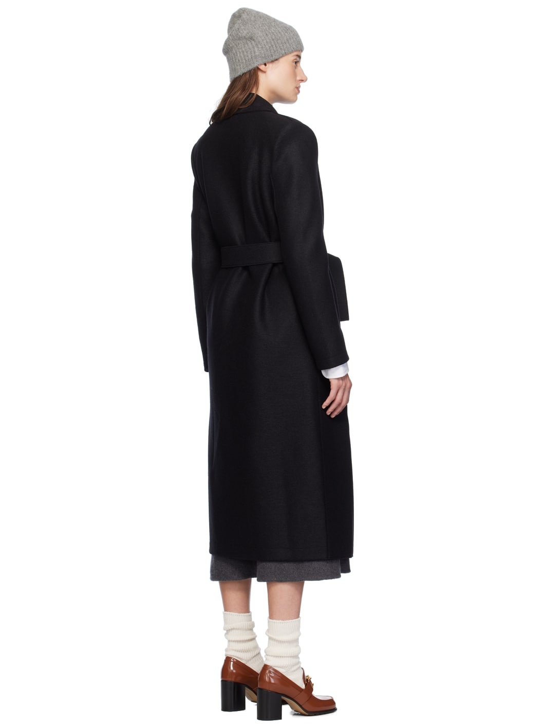 Black Shawl Collar Coat - 3