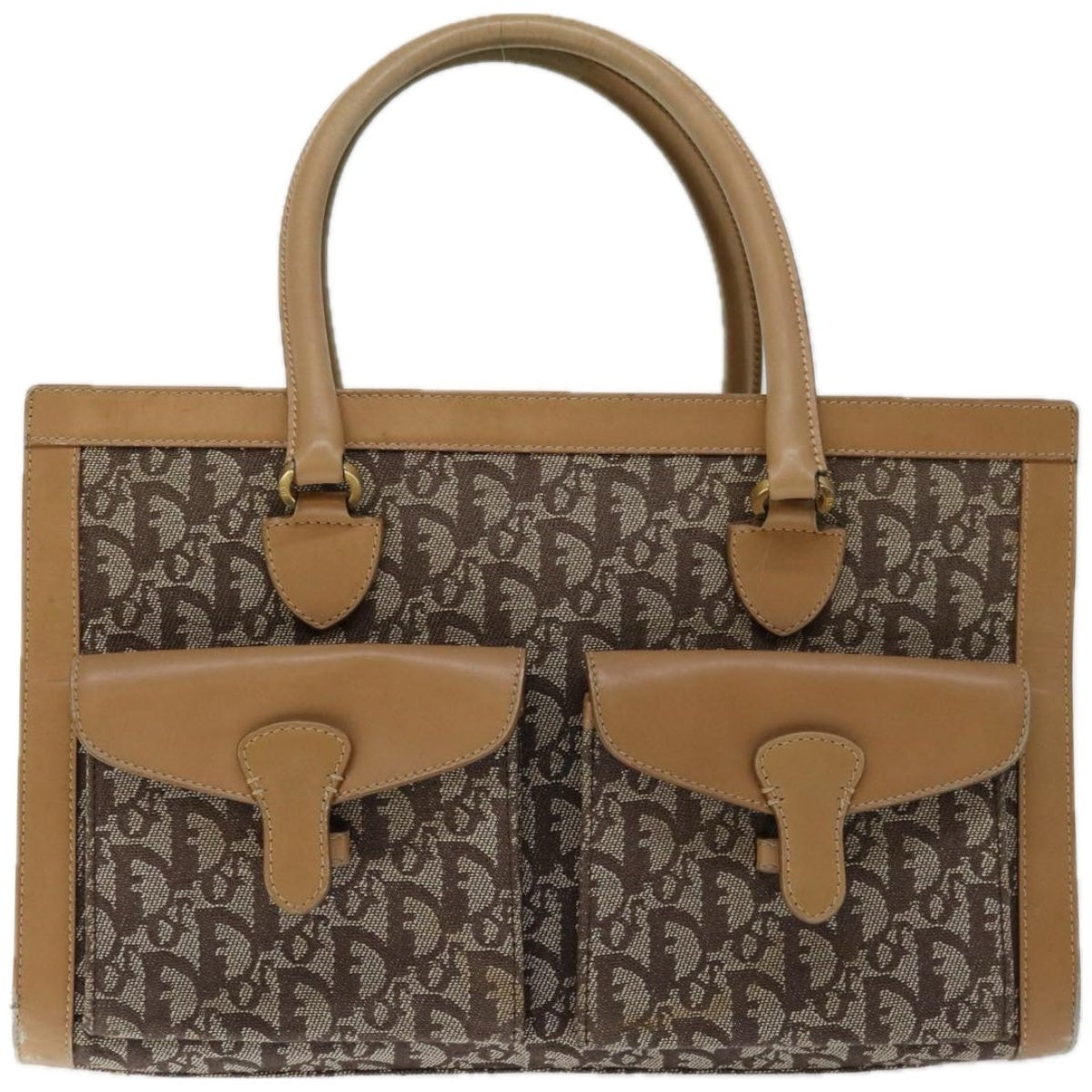 DIOR Trotter Canvas Hand Bag Beige - 13