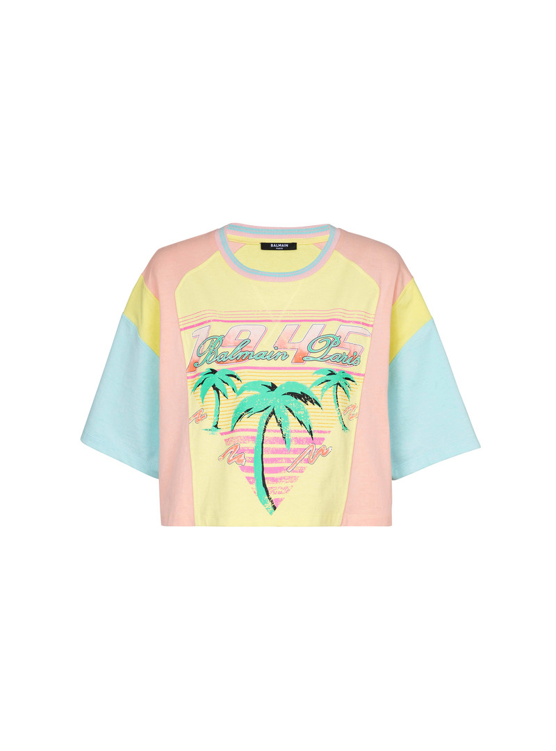 T-shirt with palm tree Balmain Signature print 1