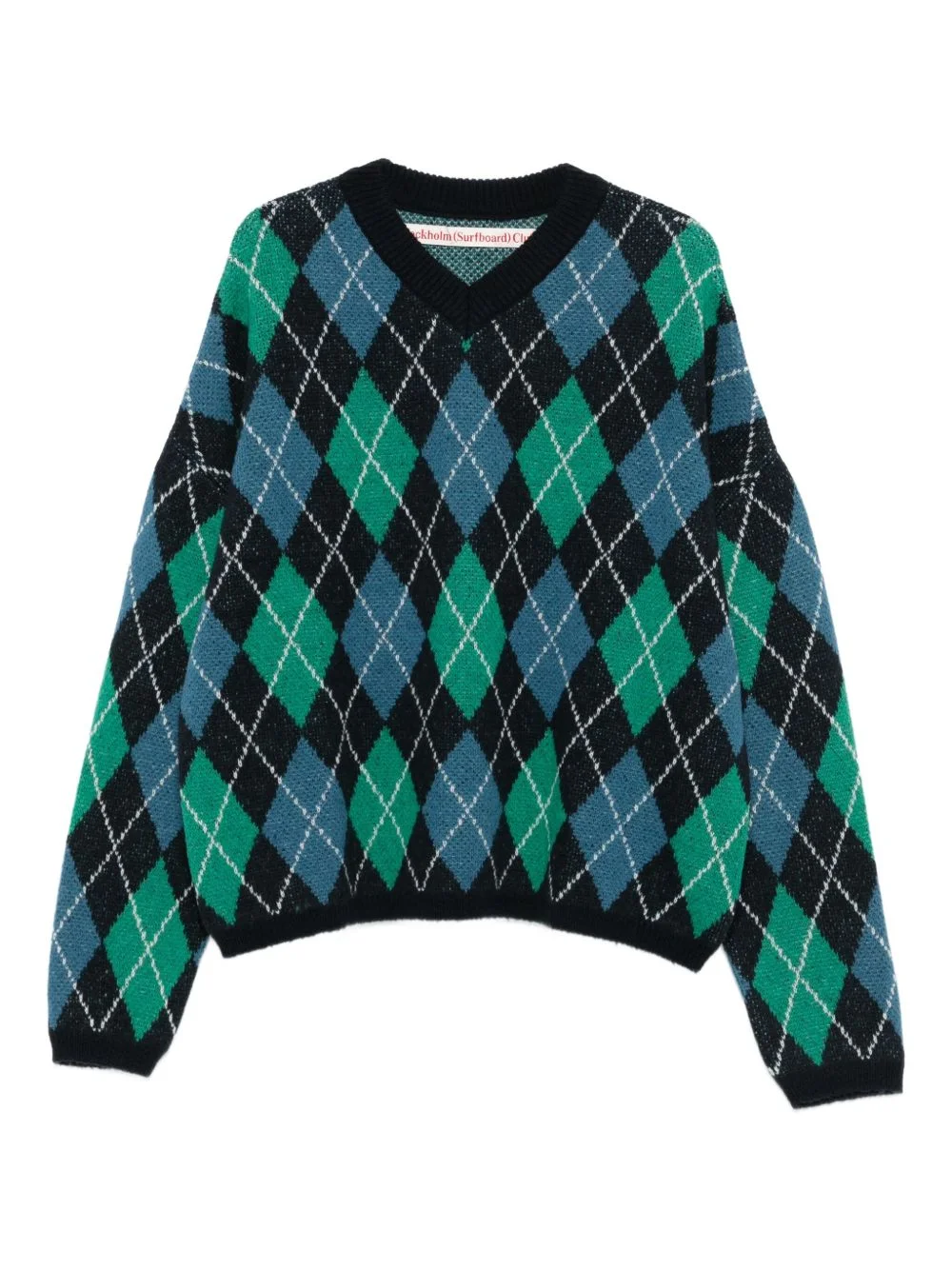 argyle-pattern wool sweater - 1
