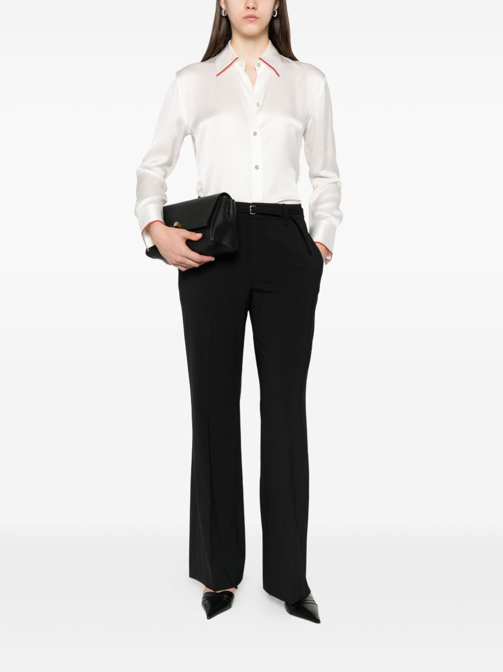collar-detail silk shirt - 2