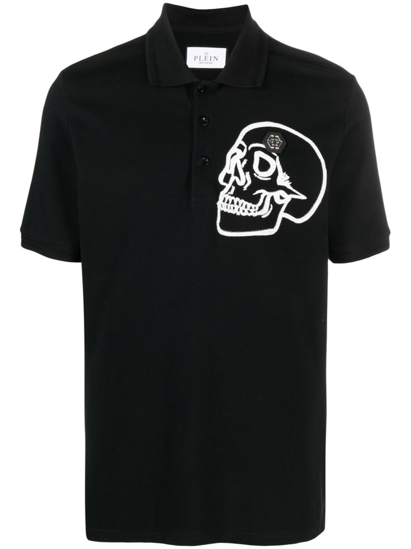piqué skull-detail polo shirt 1