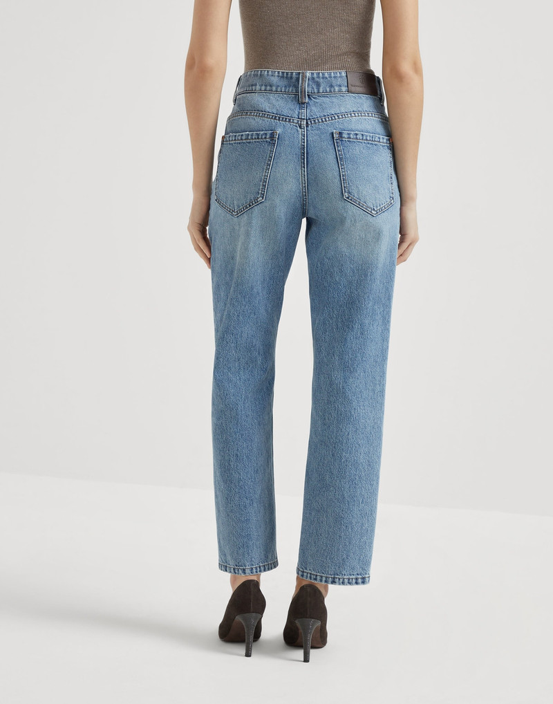 Brunello Cucinelli Authentic denim retro five-pocket trousers with monili outlook