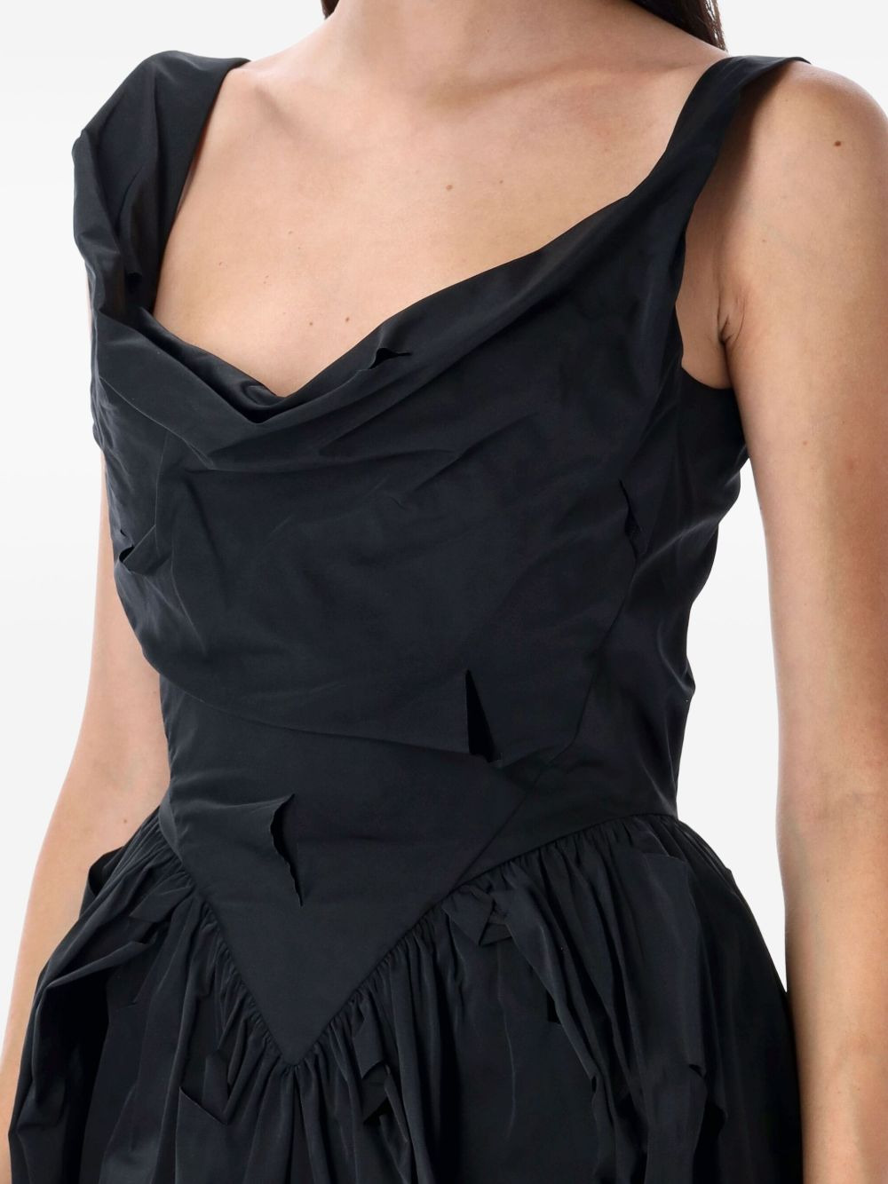 draped distressed midi cocktail dress - 3