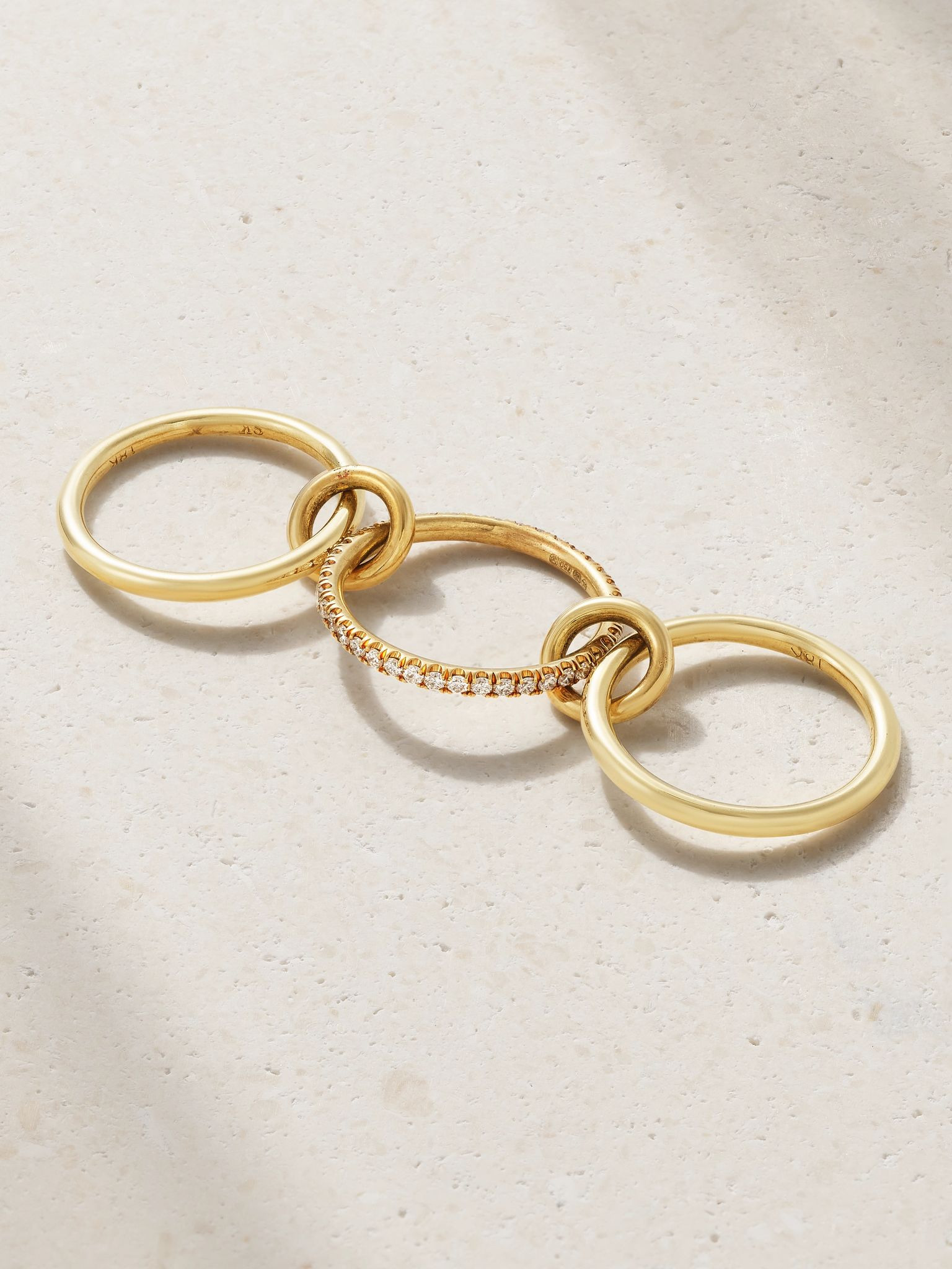 Sonny set of three 18-karat gold diamond rings Gold - 3