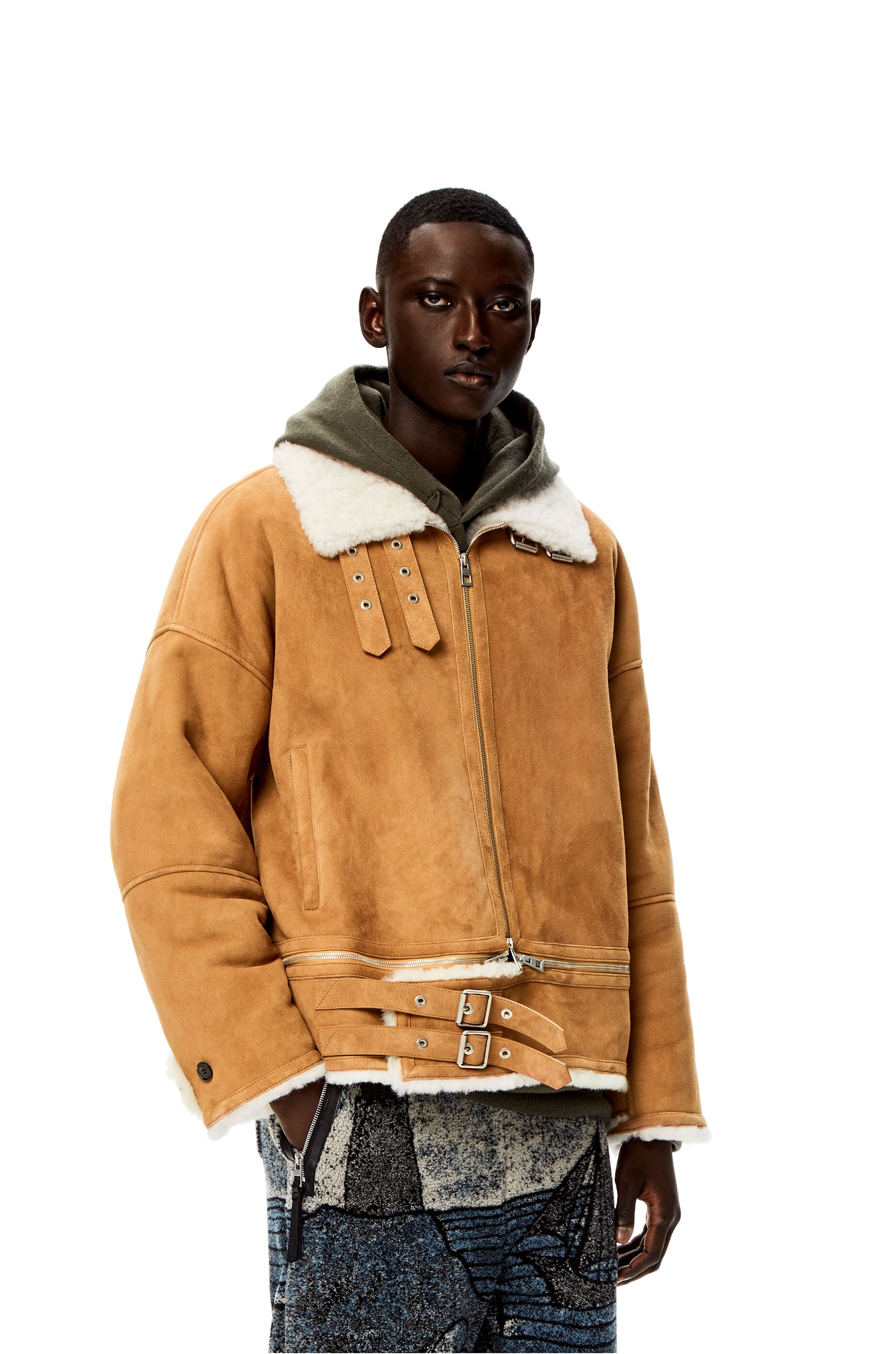 Zipped jacket in shearling - 3