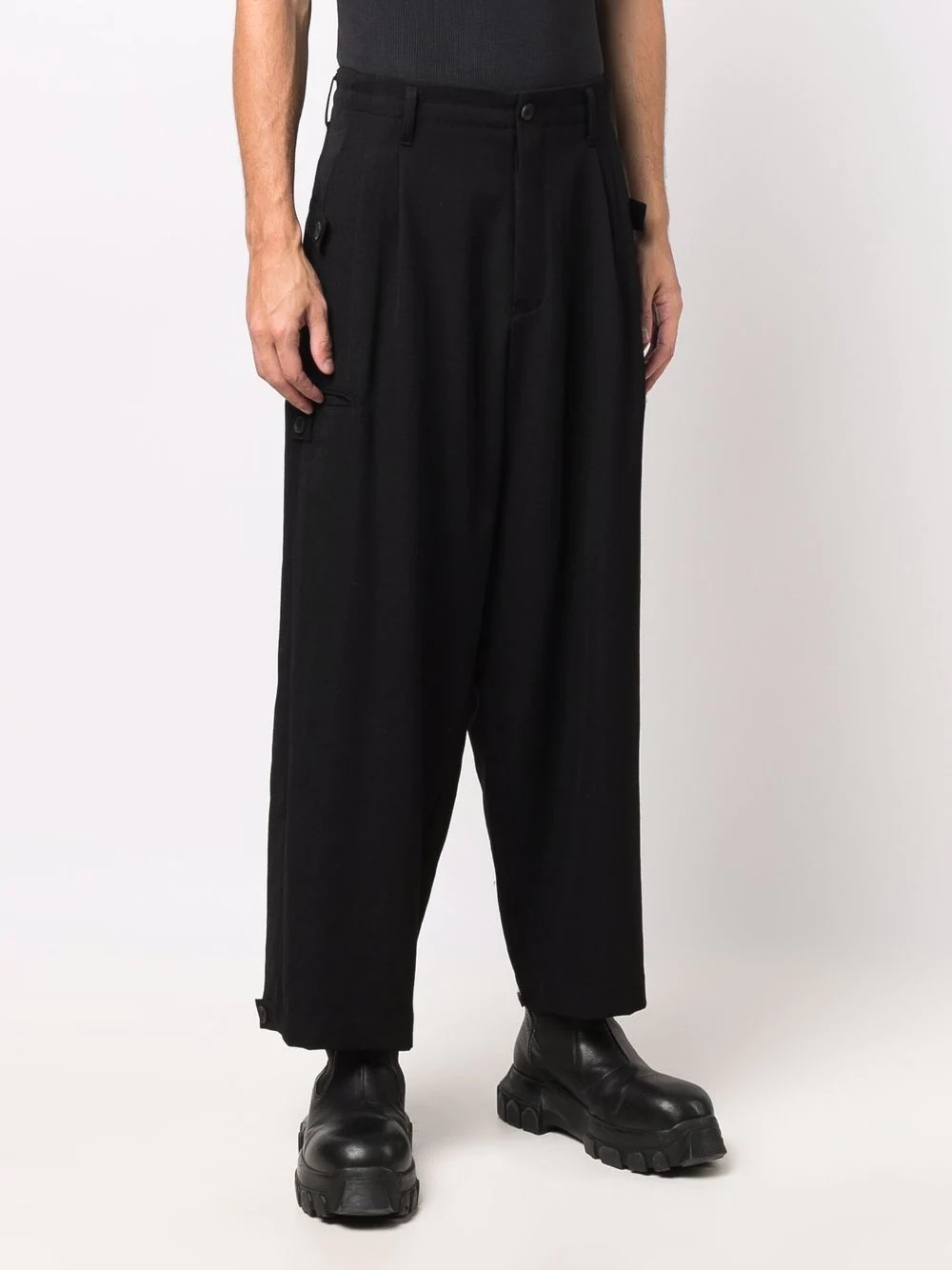 high-waisted dropped crotch trousers - 3