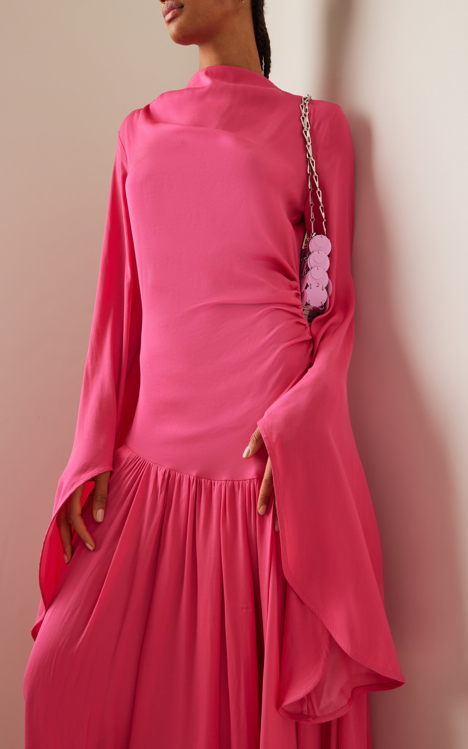 Dawn Open-Back Fluted-Sleeve Maxi Dress pink - 3