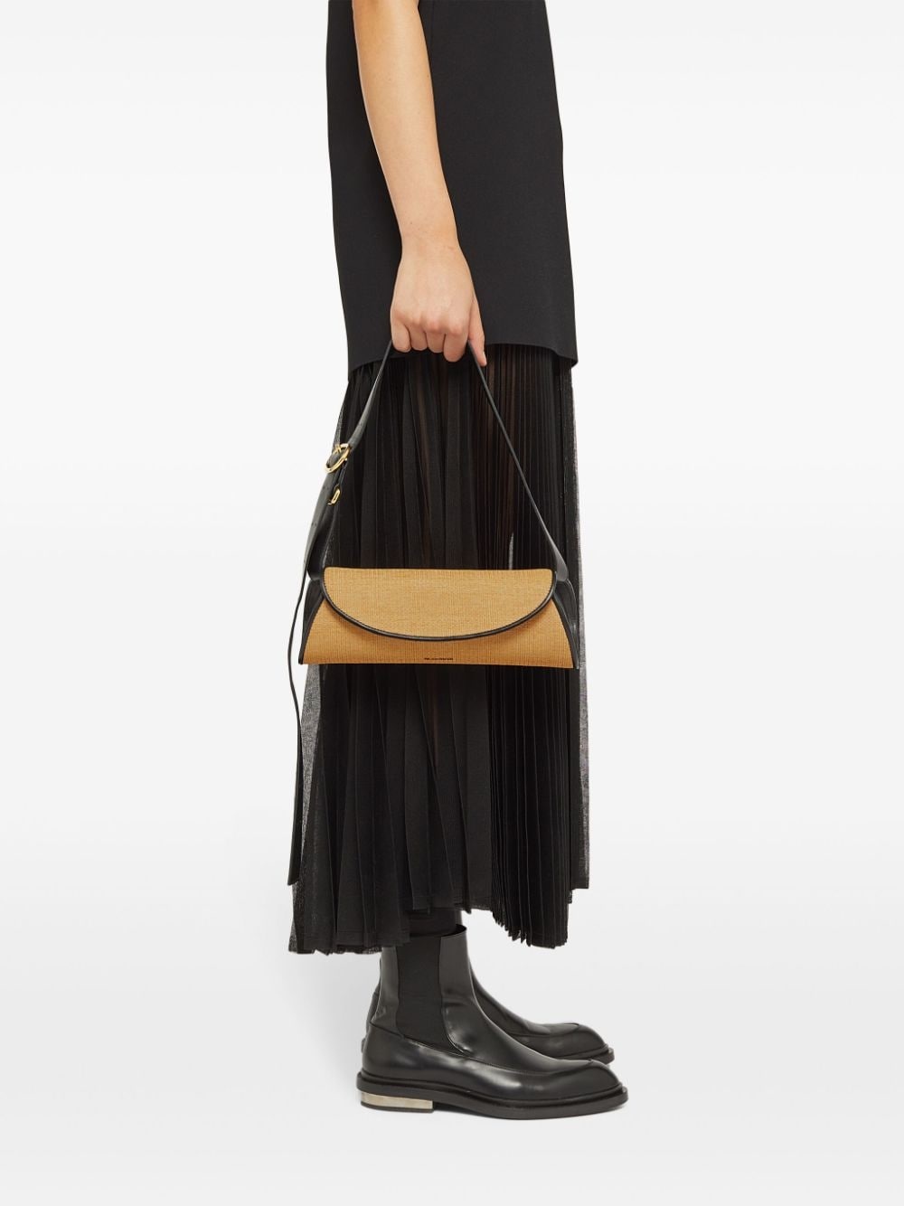 small Cannolo interwoven raffia shoulder bag - 2
