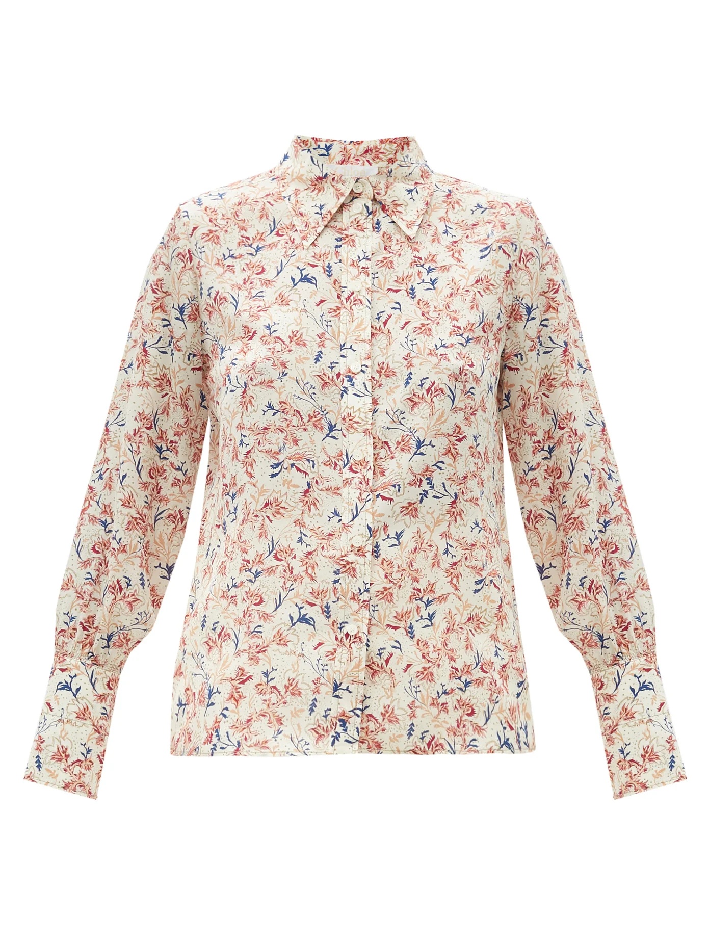 Floral-print silk blouse - 1