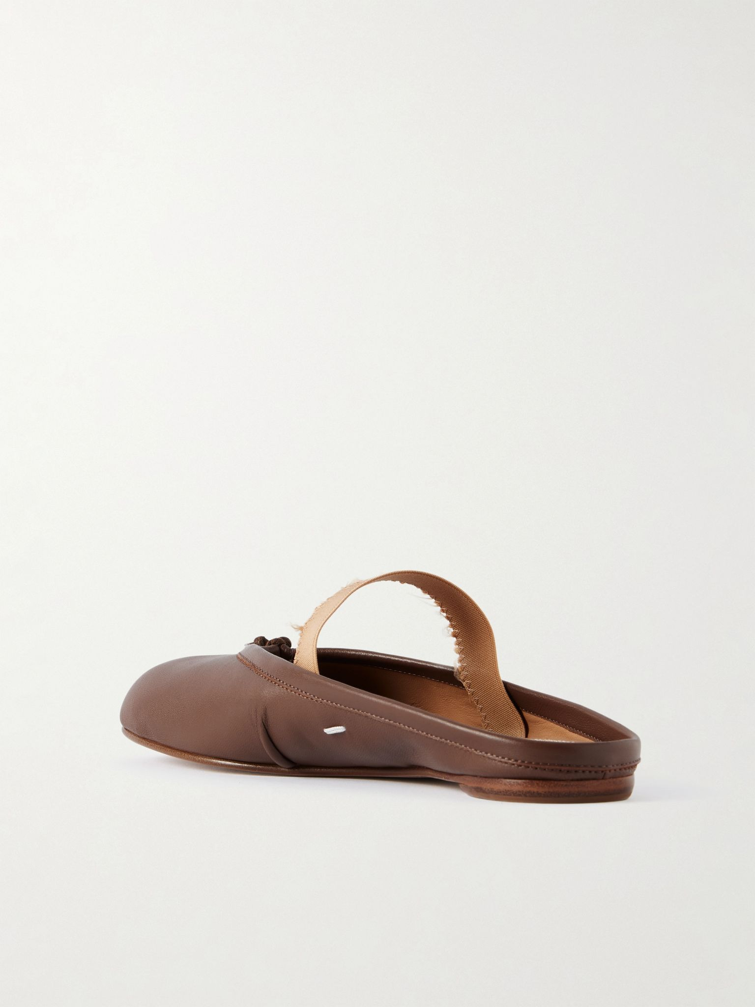 Tabi frayed split-toe leather ballet flats Brown - 3