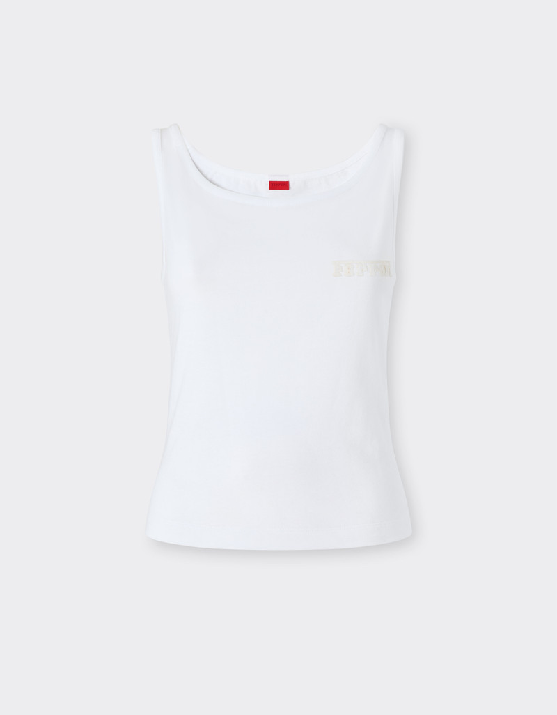 Cotton tank top with Ferrari logo 1
