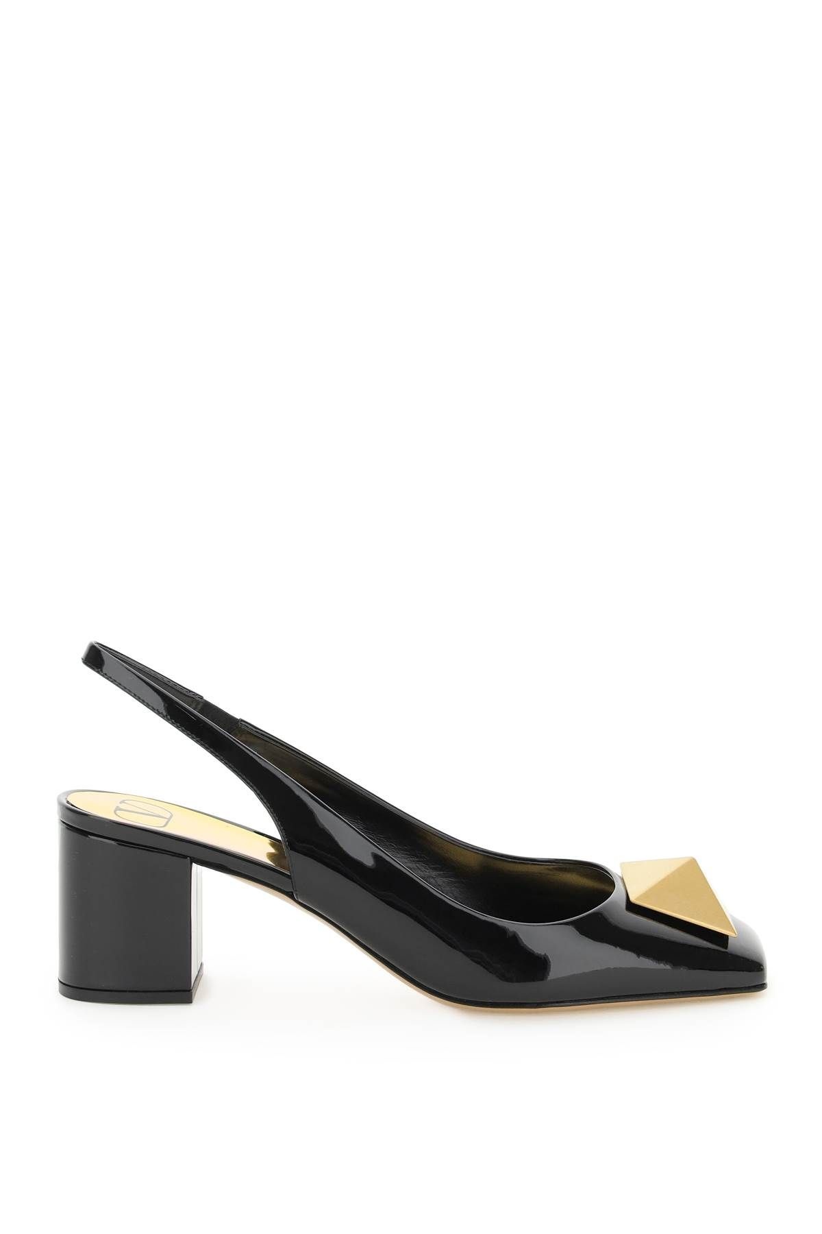 ONE STUD PATENT LEATHER SLINGBACK PUMPS - 1