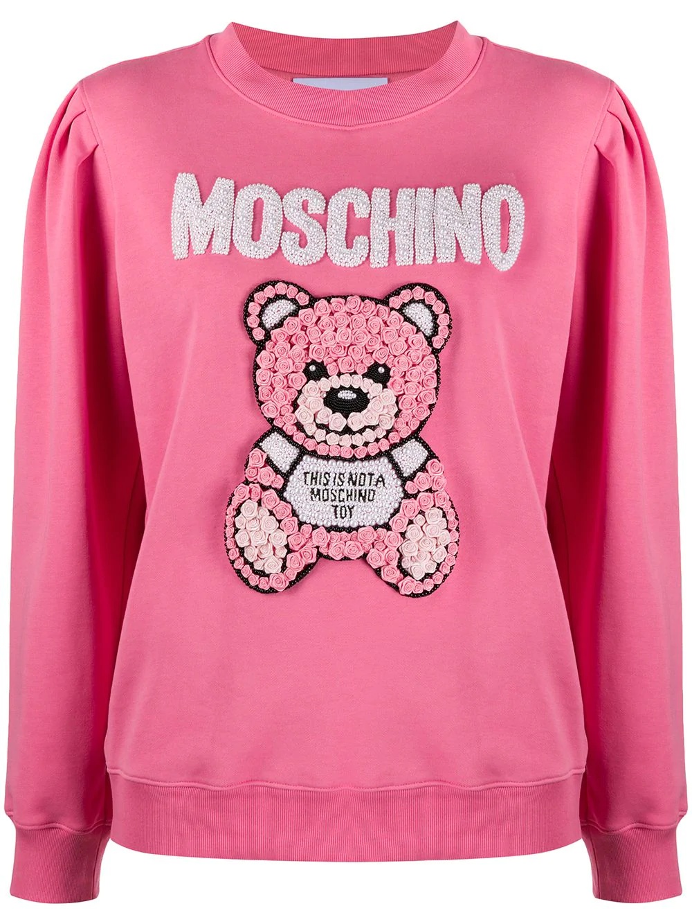 bear motif rose sweatshirt - 1