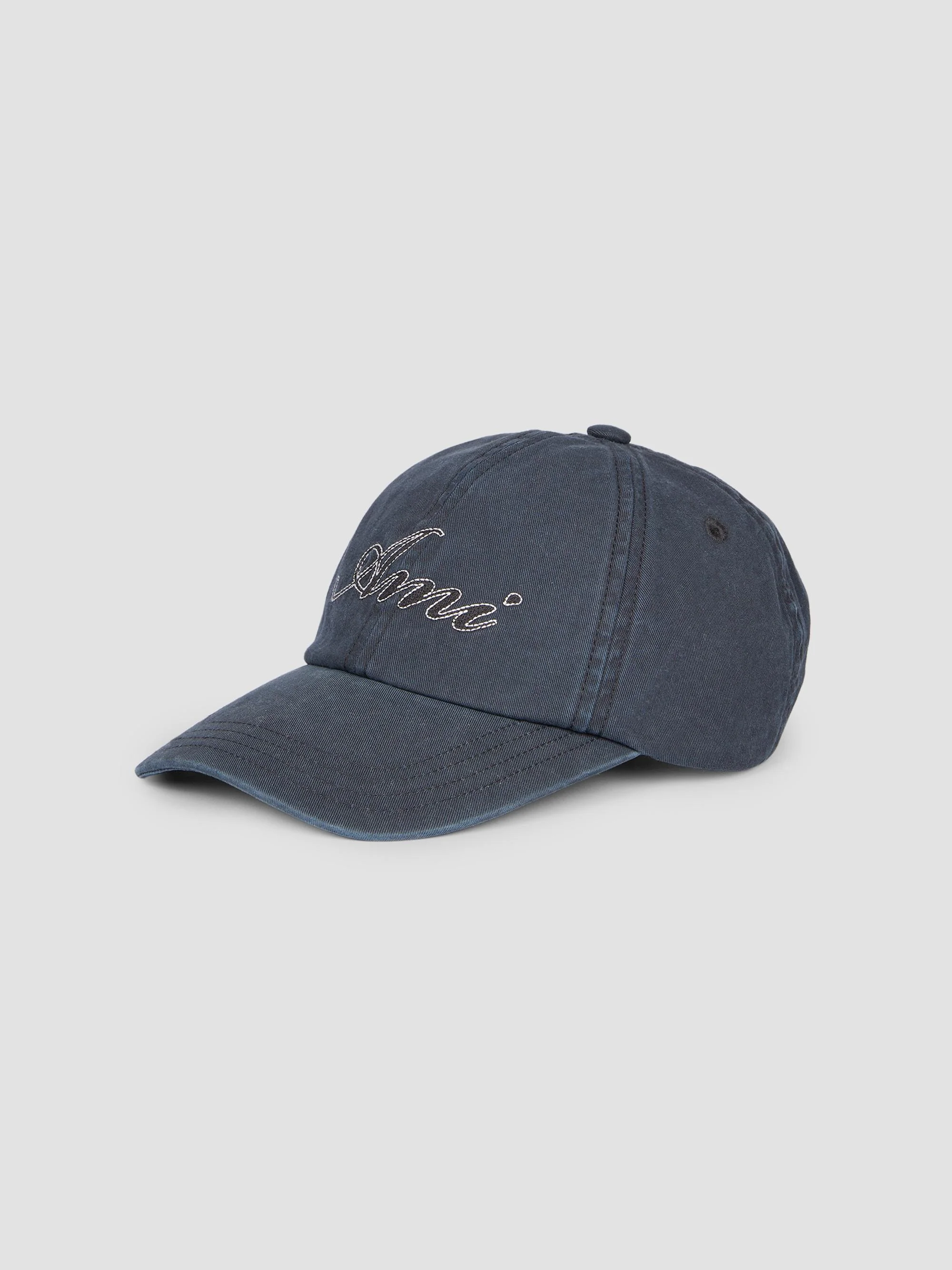 Men's Embroidered Cotton Cap - Black Washed - 1