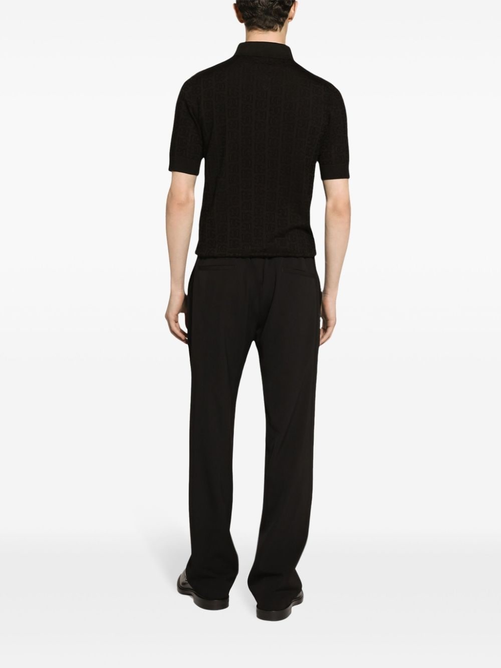 monogram-jacquard silk polo shirt - 4