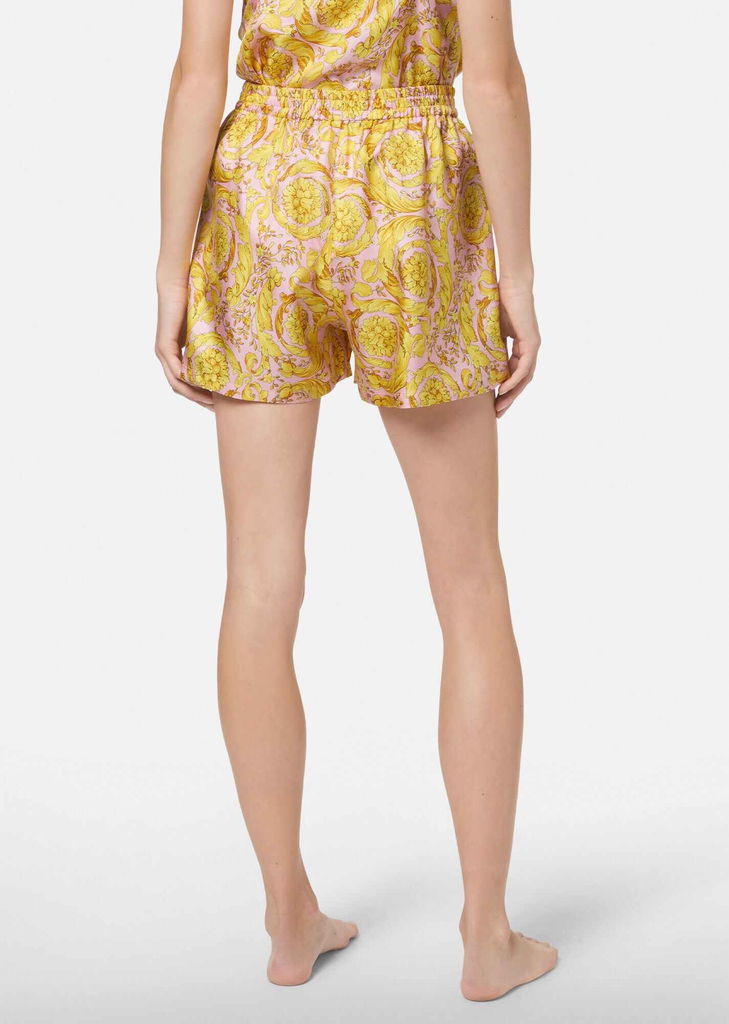 Barocco Print Silk Pajama Shorts - 3