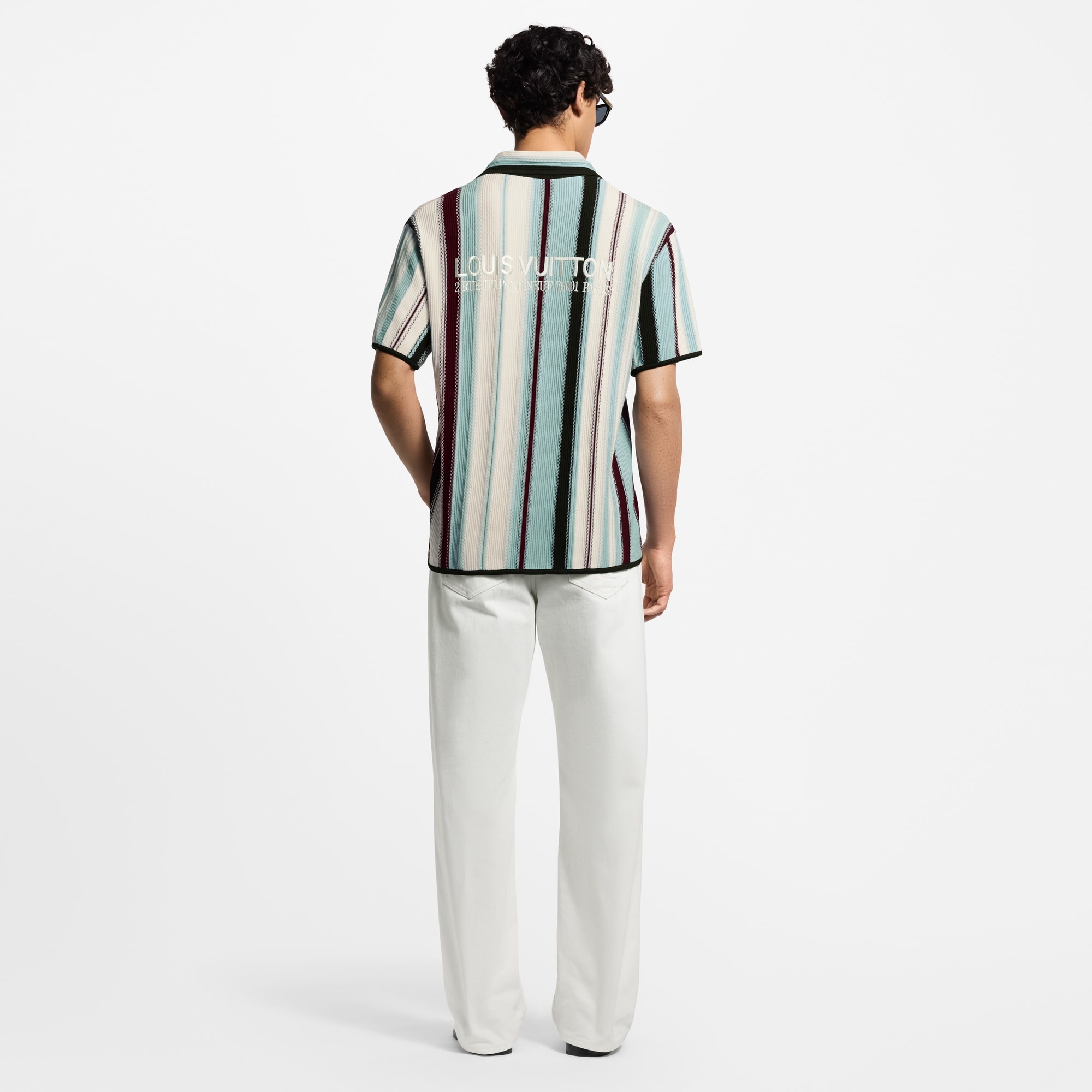 Striped Crochet Short-Sleeved Shirt - 3