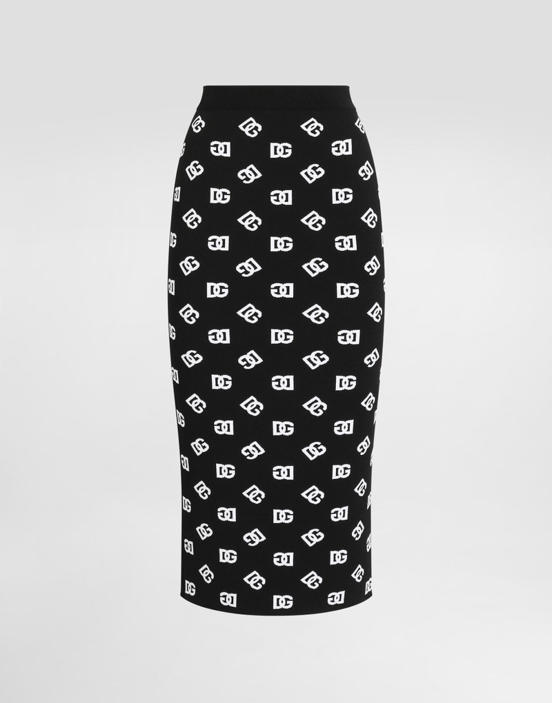 Viscose pencil skirt with jacquard DG logo 1