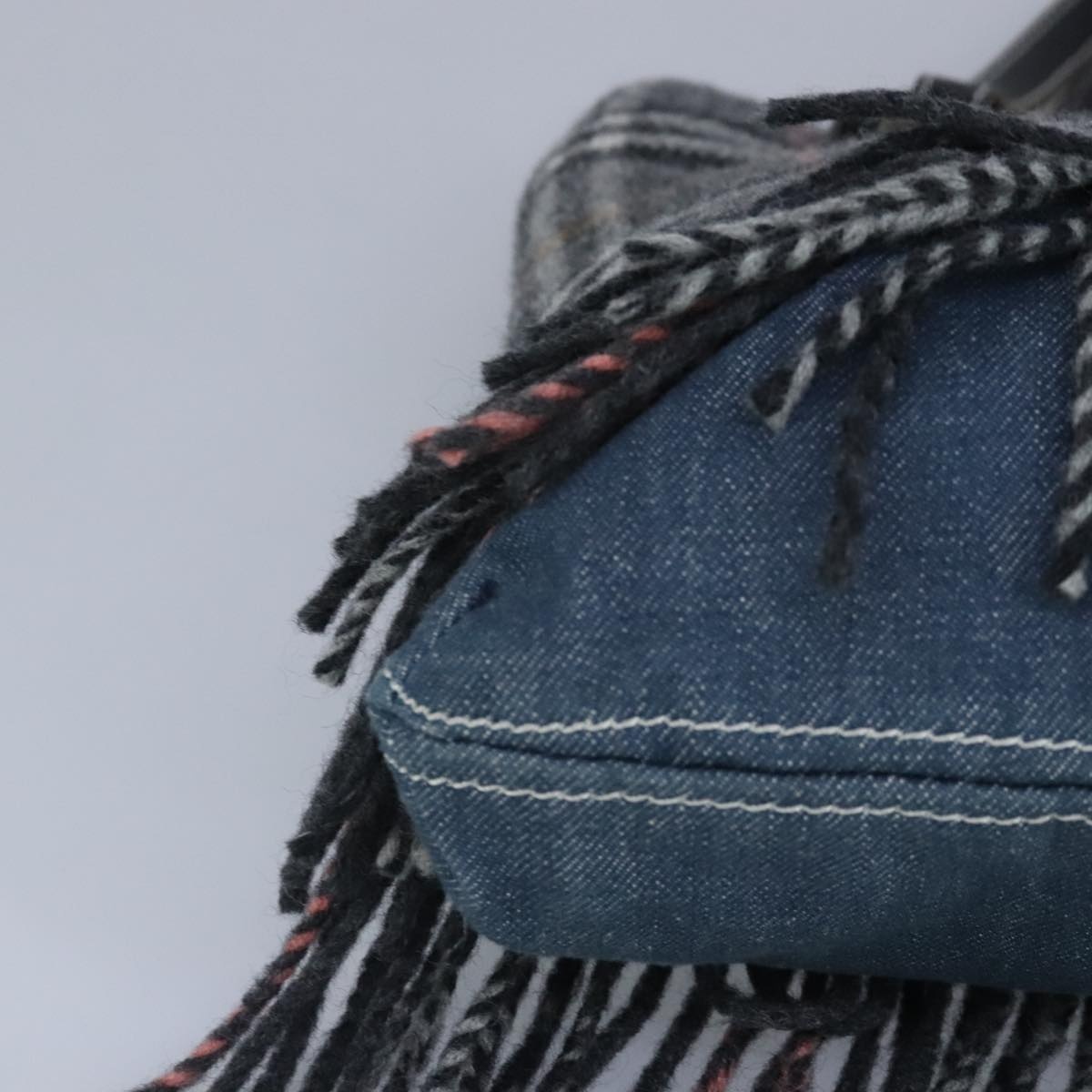 Burberry Nova Check Scarf Style Blue Label Hand Bag Wool Gray Silver - 10