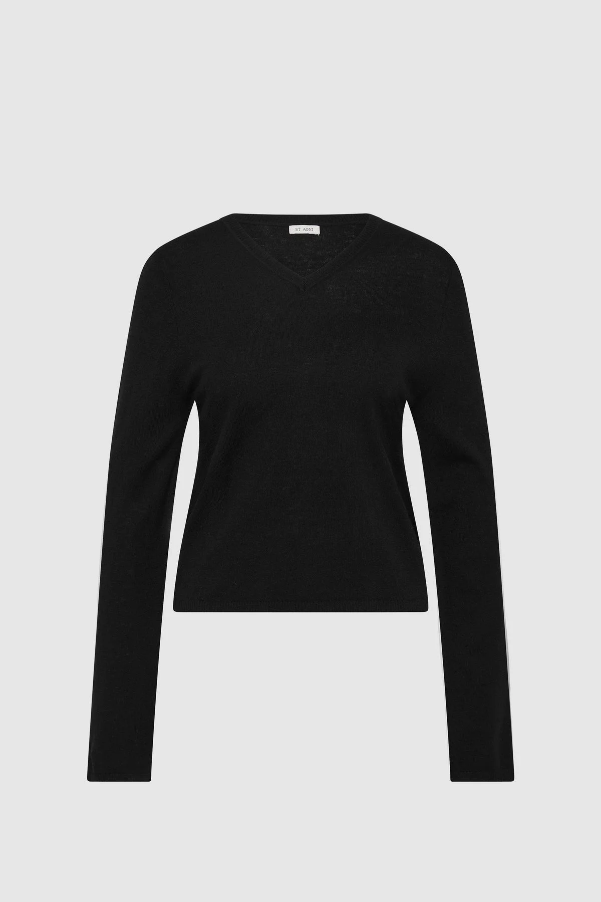 Fine Merino V Neck Sweater - Black - 1