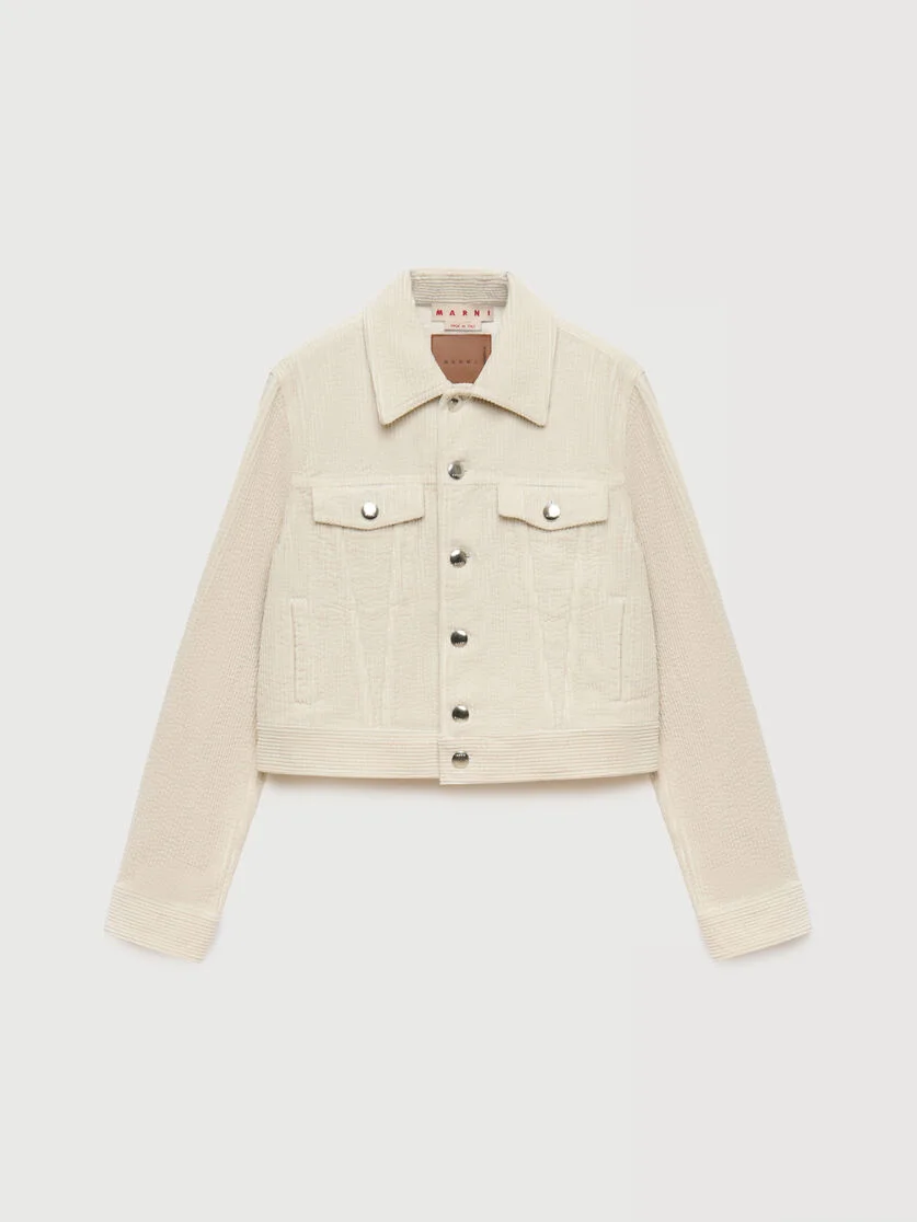 CREAM CORDUROY TRUCKER JACKET - 1