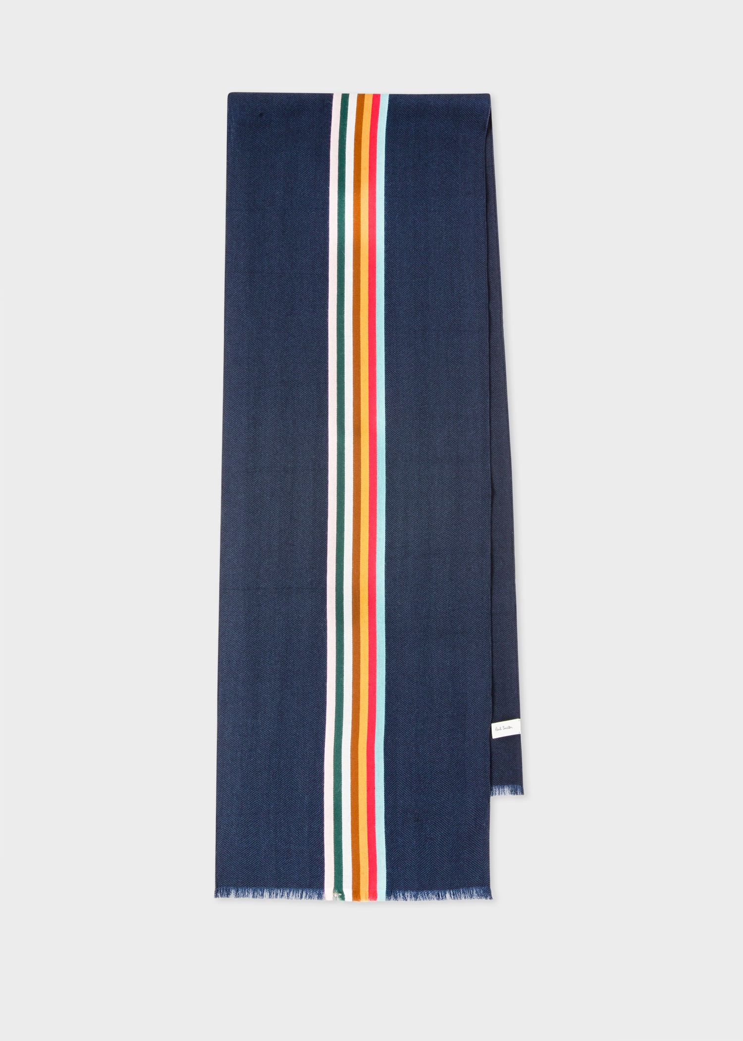 Dark Blue Central Multi Stripe Scarf - 1