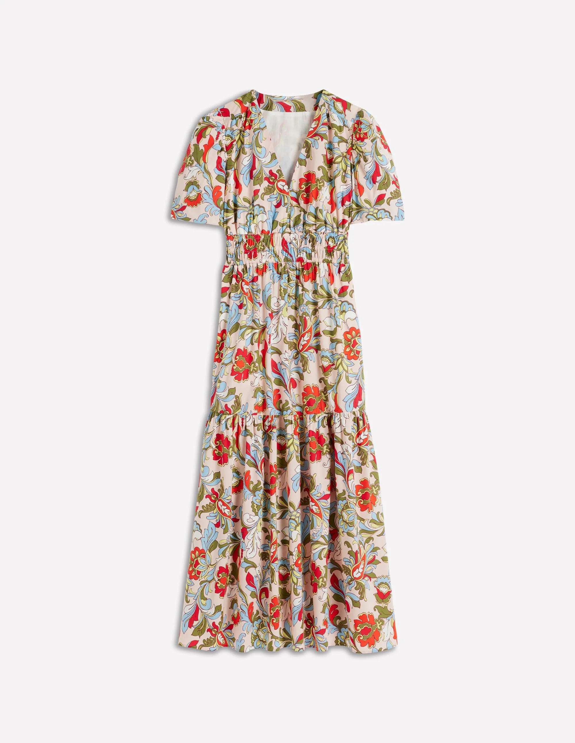 Irene Puff Sleeve Cotton Dress-Multi, Botanical Flourish - 1