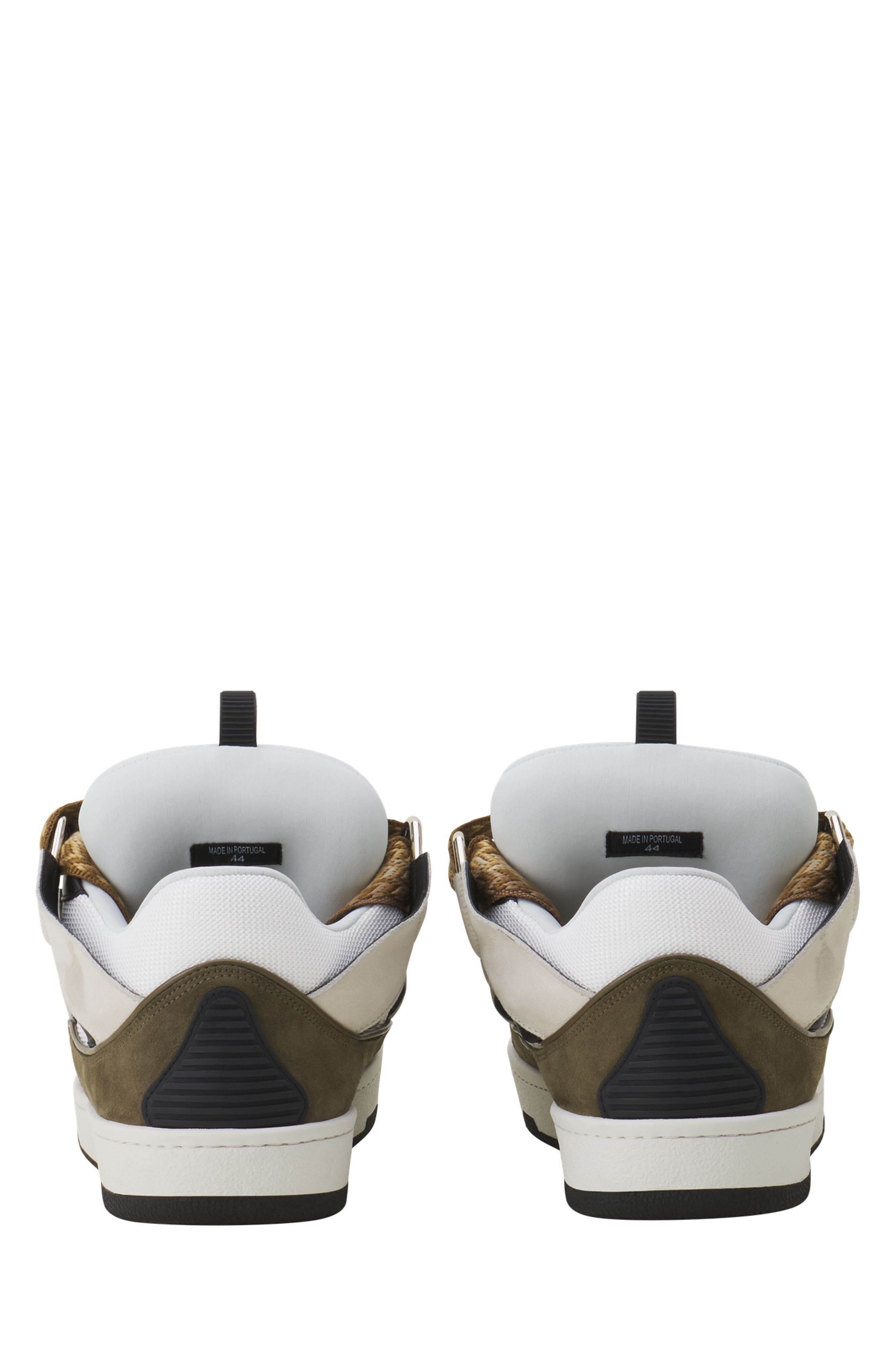 Lanvin Curb Leather Sneakers in Blanc/kaki at Nordstrom - 3