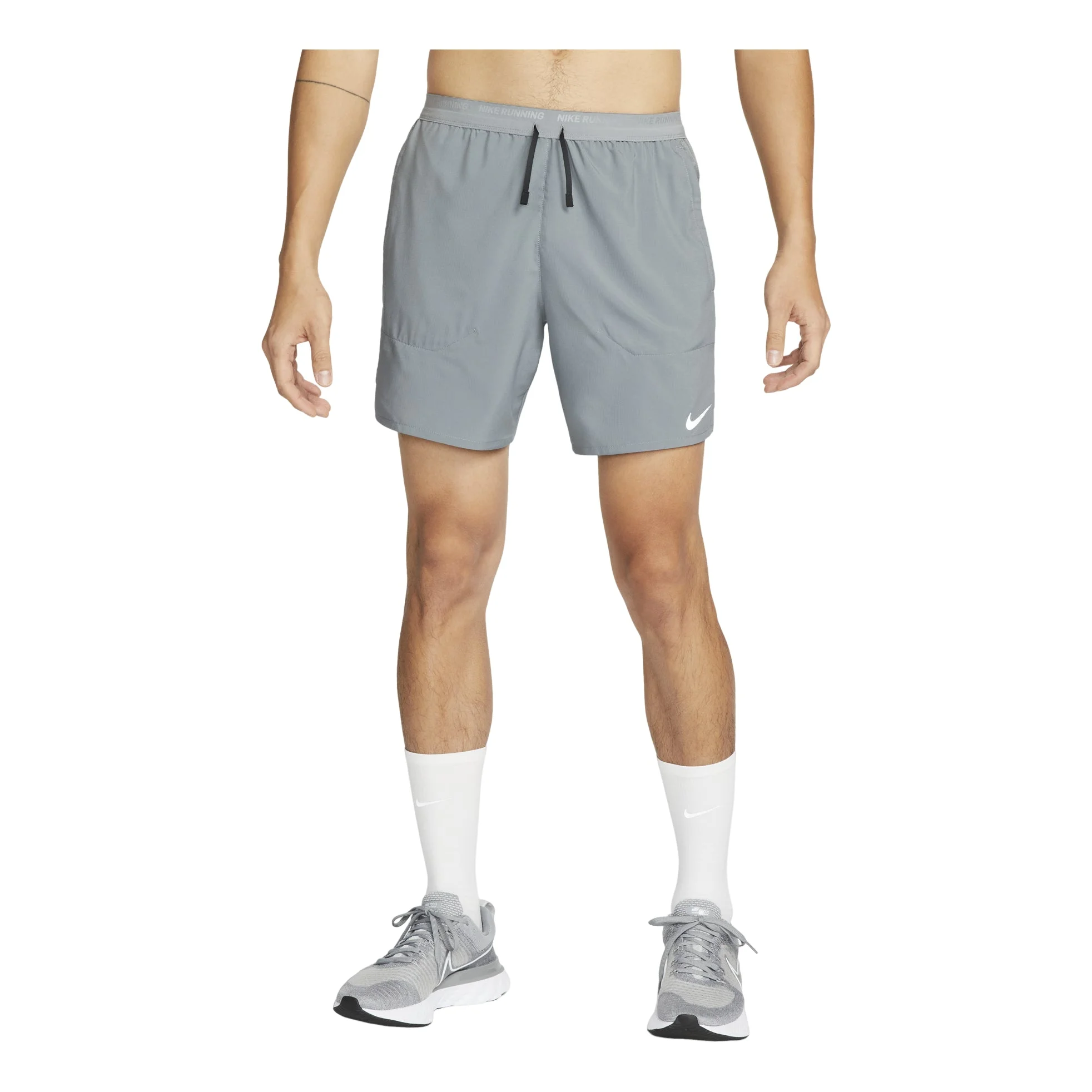 Men's Nike Dri-FIT Solid Color Logo Printing Straight Quick Dry Breathable Sports Shorts Smoke Gray - 1