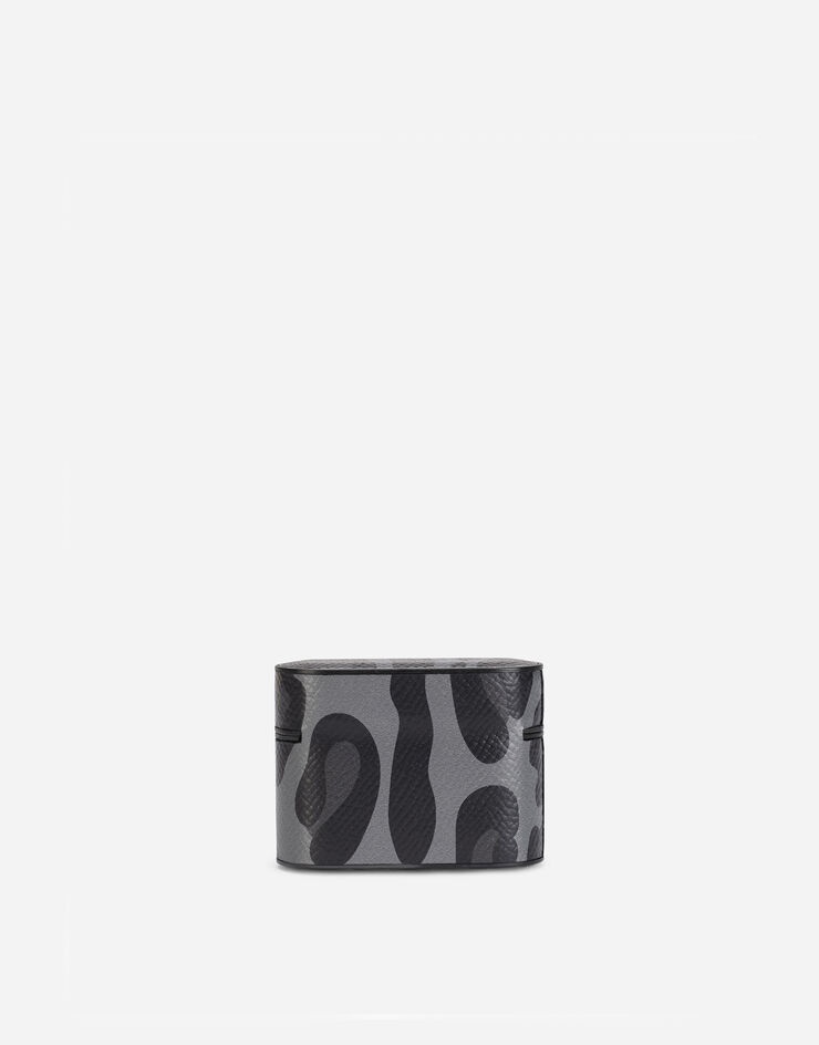 Dauphine calfskin airpods pro case with leopard print against a gray background - 3